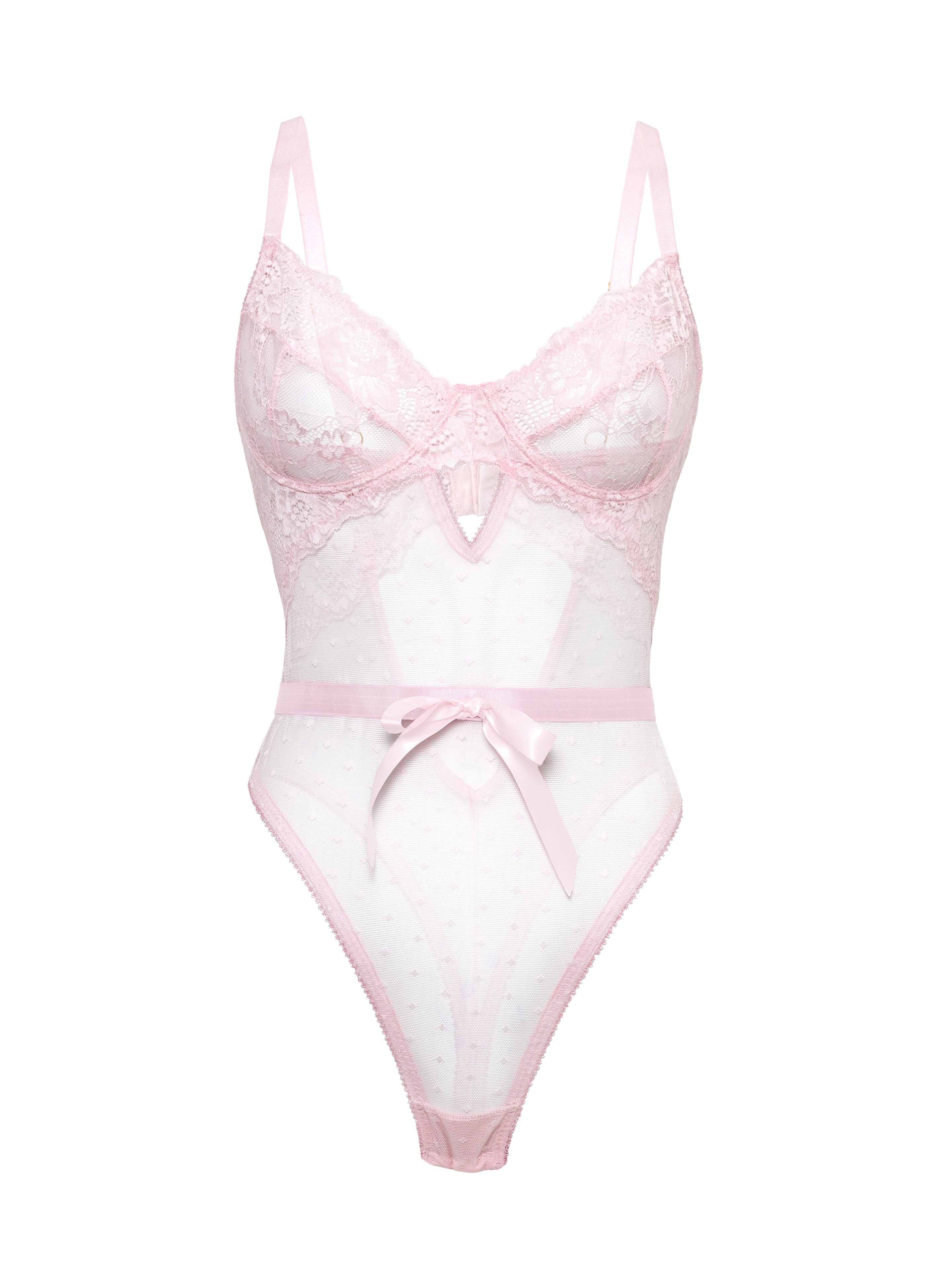 Oh La La Cheri Underwire Polka Dot Bow Body, Pink, hi-res