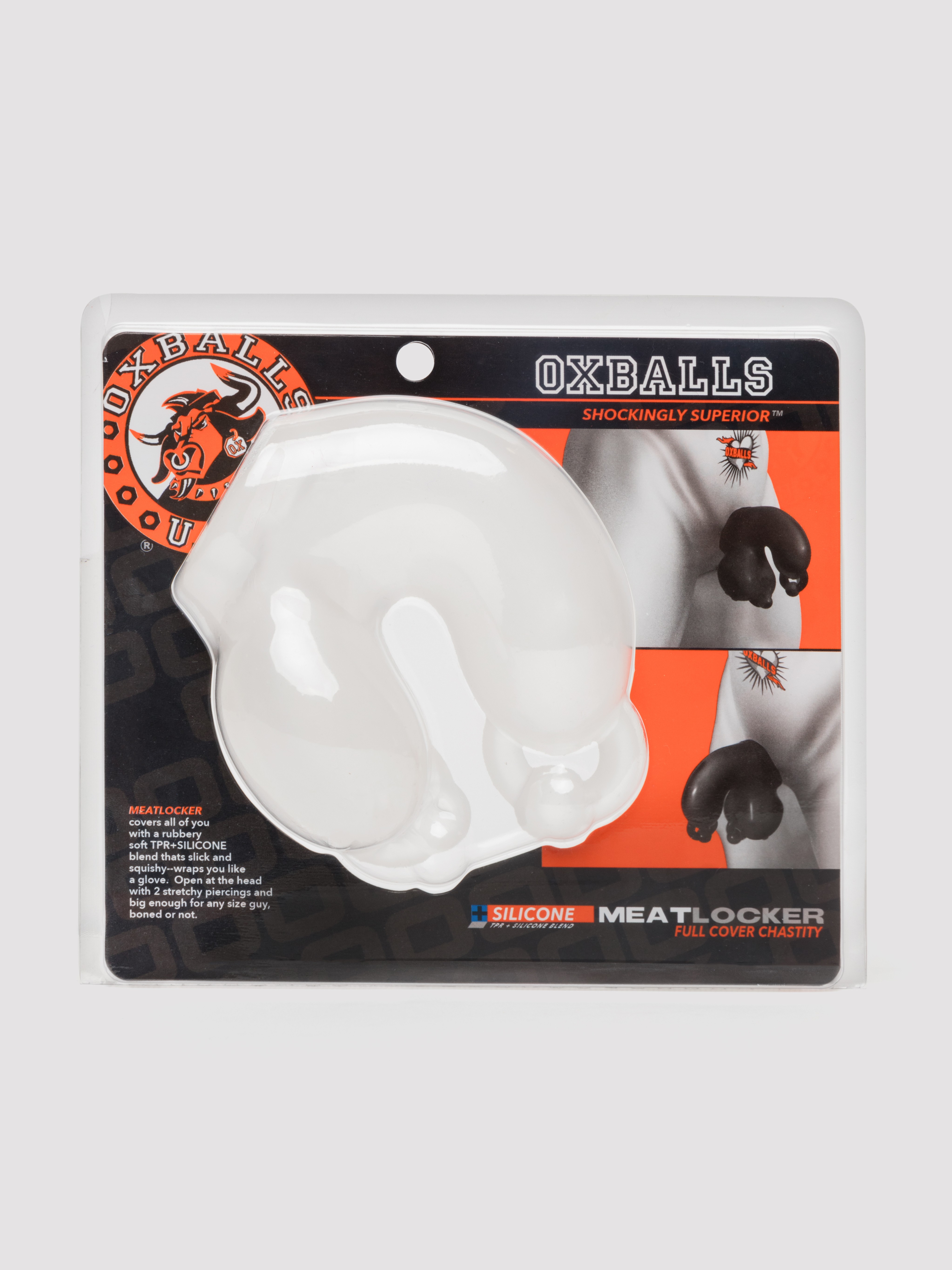 Oxballs Meatlocker Full Cover Chastity Cage, Clear, hi-res