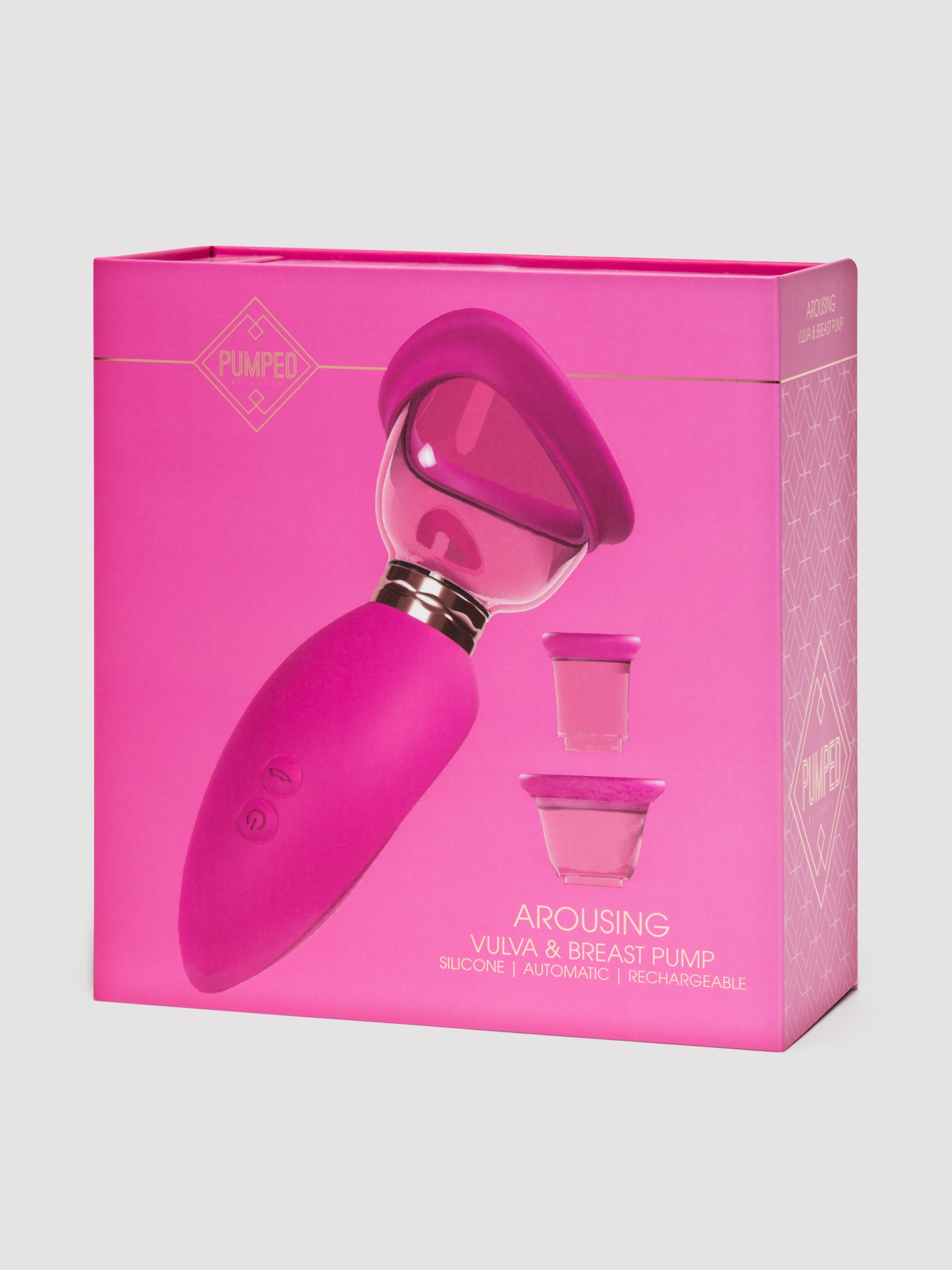Pumped Arousing Automatic Rechargeable Vulva, Clitoral, Nipple & Breast Pump, Pink, hi-res