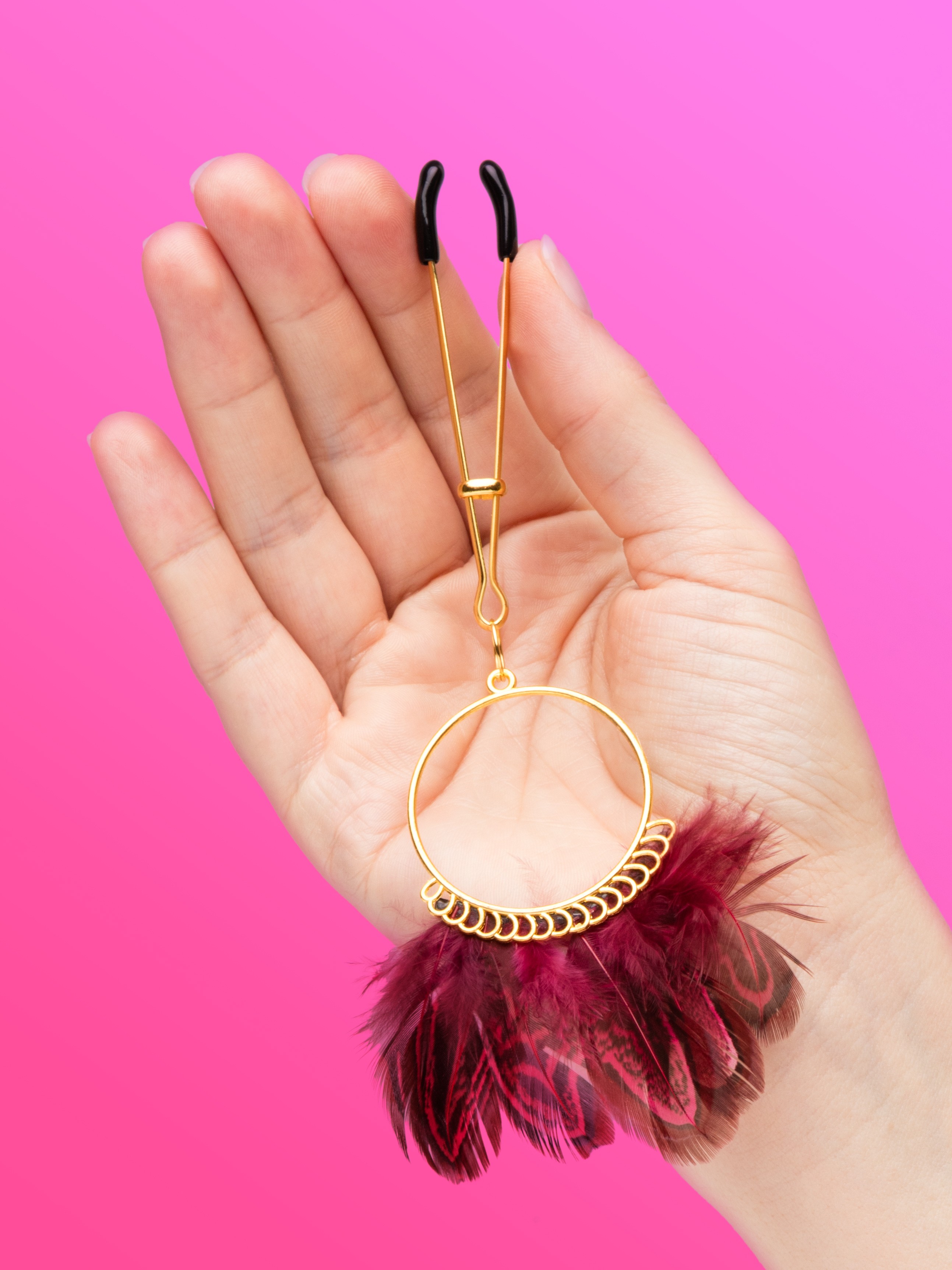 Taboom Nipple Play Tweezers With Feathers, Gold, hi-res