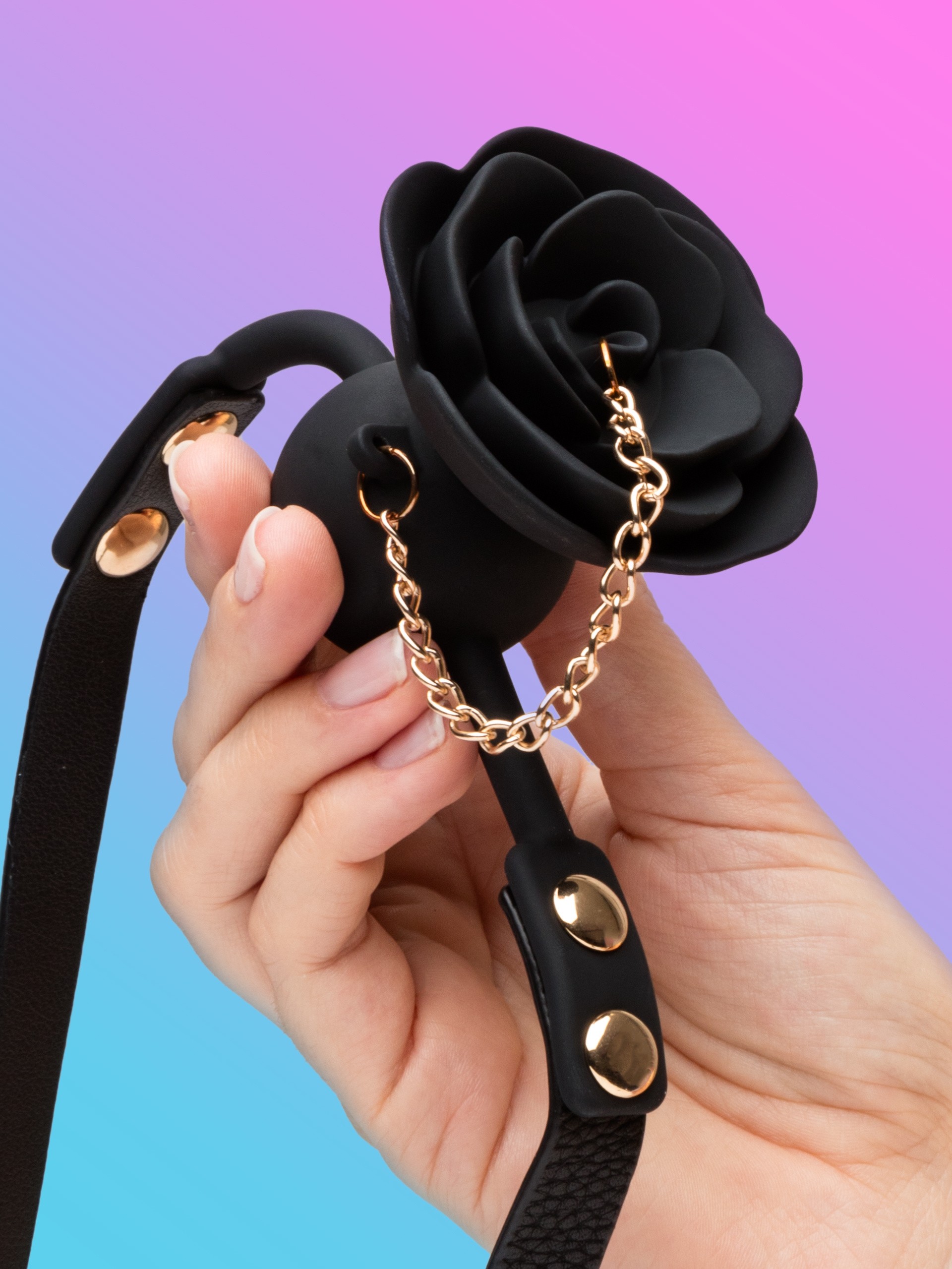 TABOOM Dona Rose Ball Gag with Plug, Black, hi-res