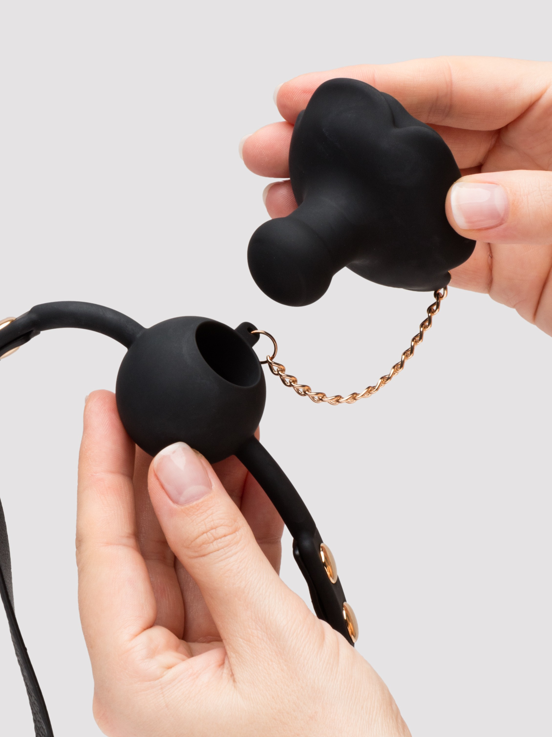 TABOOM Dona Rose Ball Gag with Plug, Black, hi-res