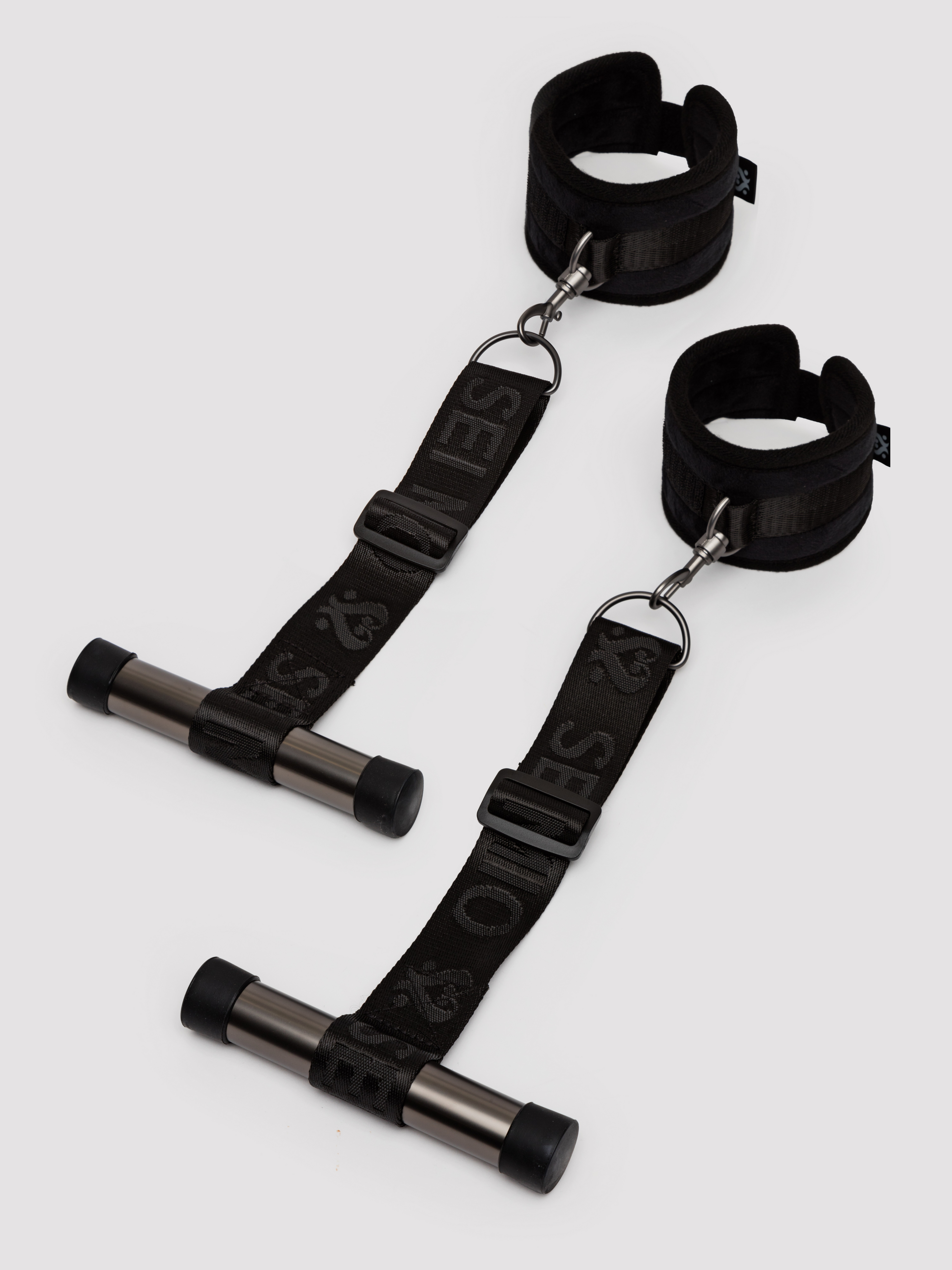 SEI MIO Doorway Control Play Adjustable Over Door Cuff Restraints, Black, hi-res