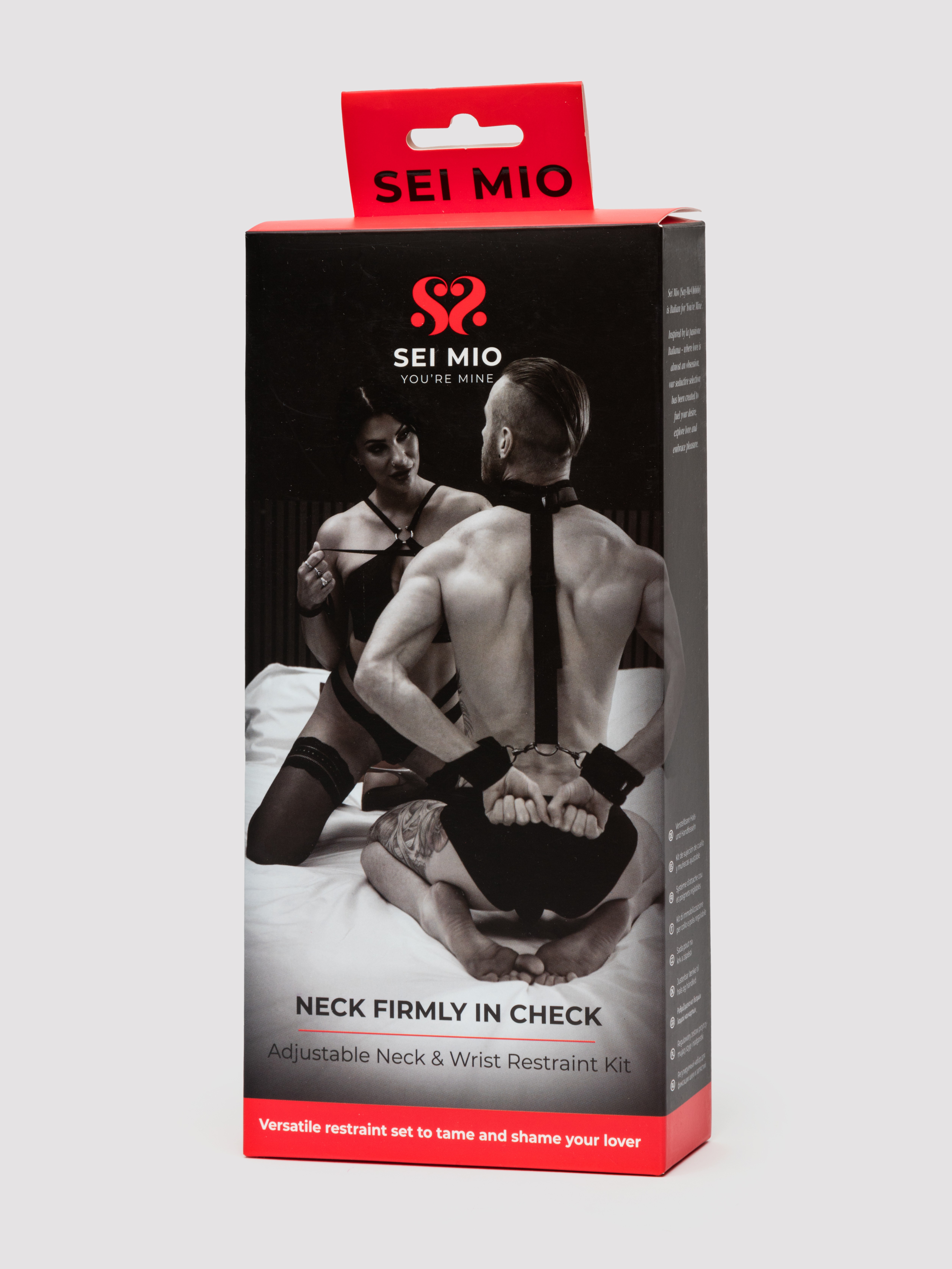 SEI MIO Neck Firmly in Check Adjustable Neck and Wrist Restraint Kit, Black, hi-res
