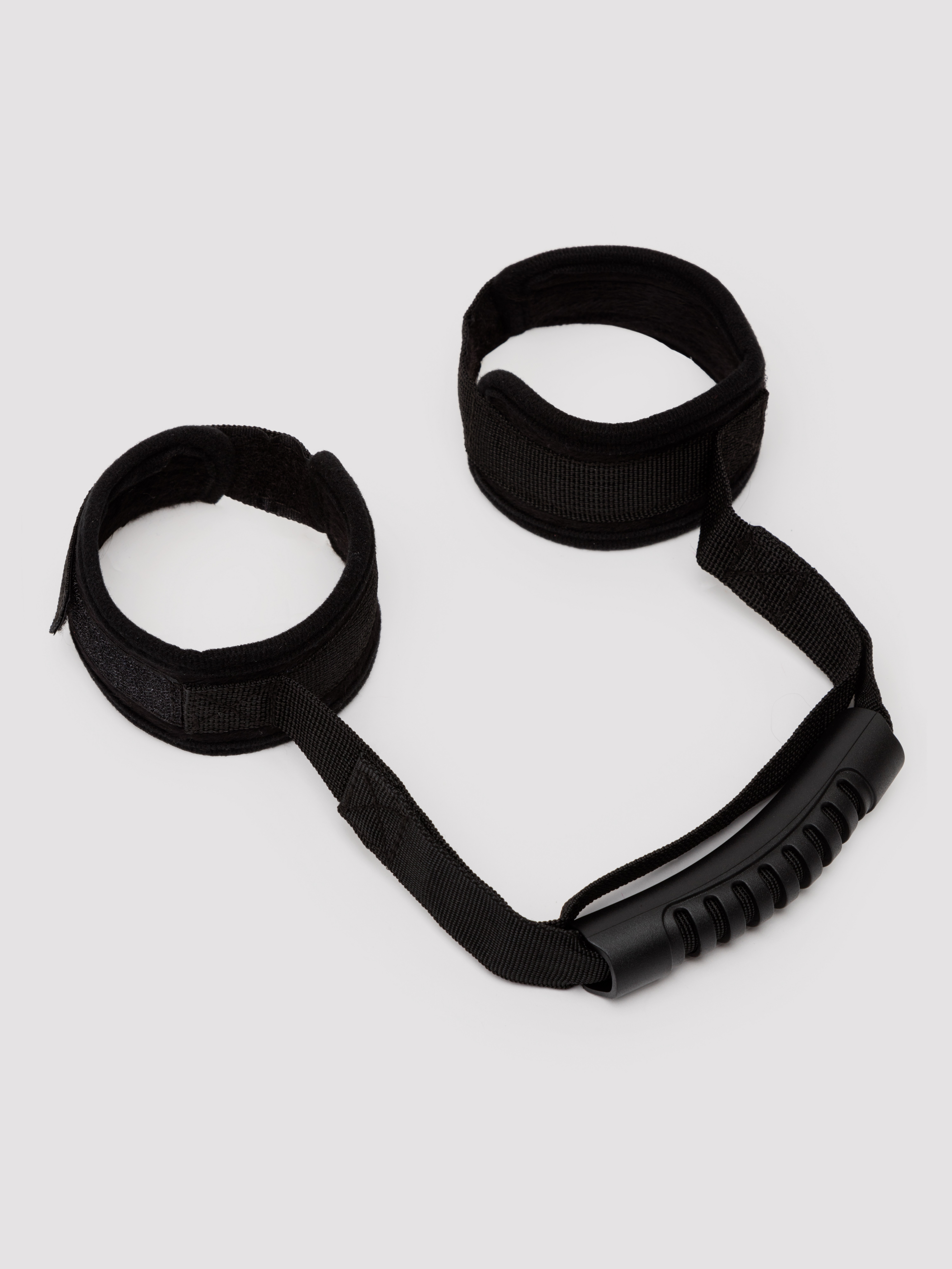 Ouch! Adjustable Handcuffs with Handle, Black, hi-res