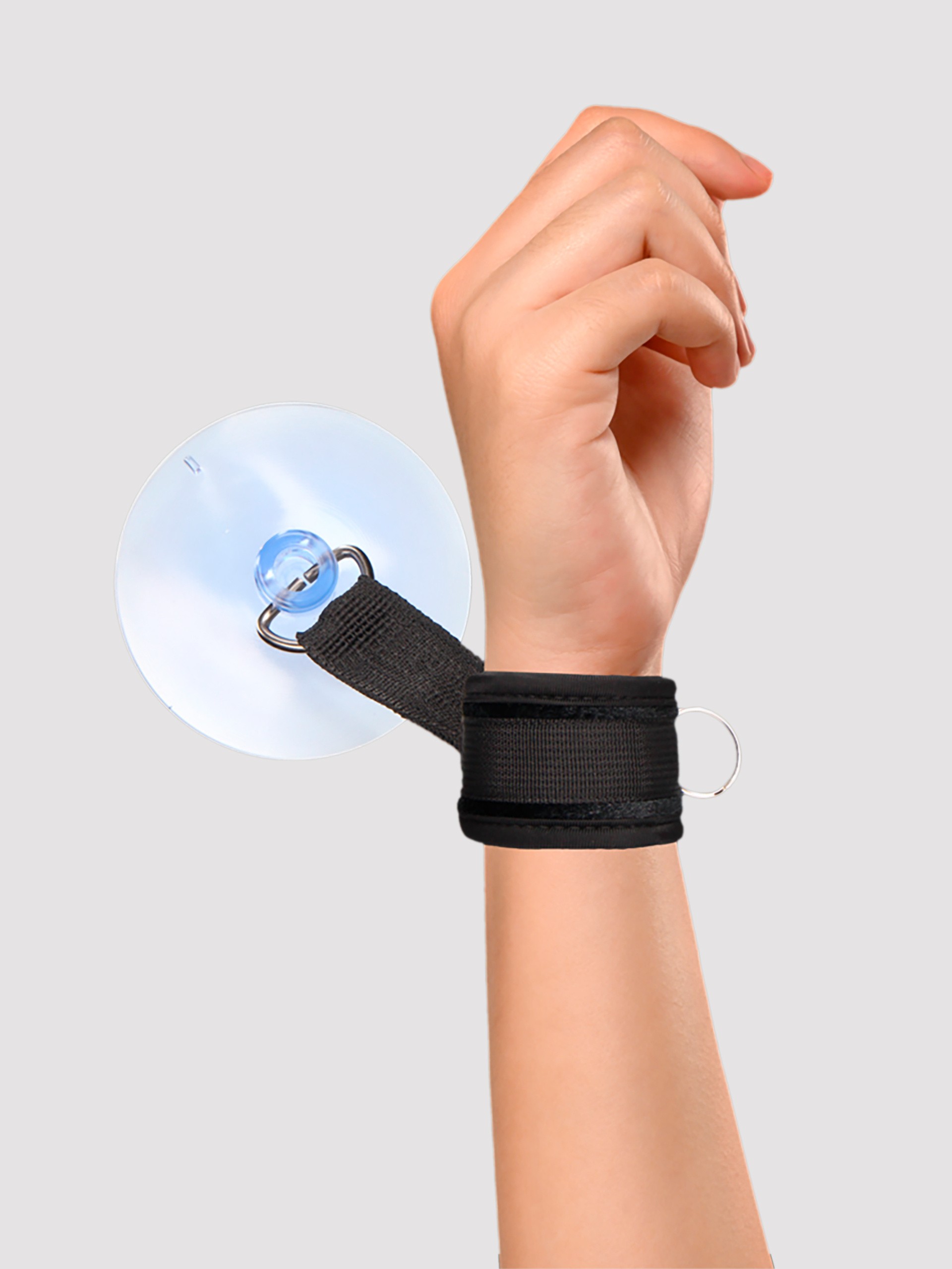 Ouch! Adjustable Suction Cup Handcuffs, Black, hi-res