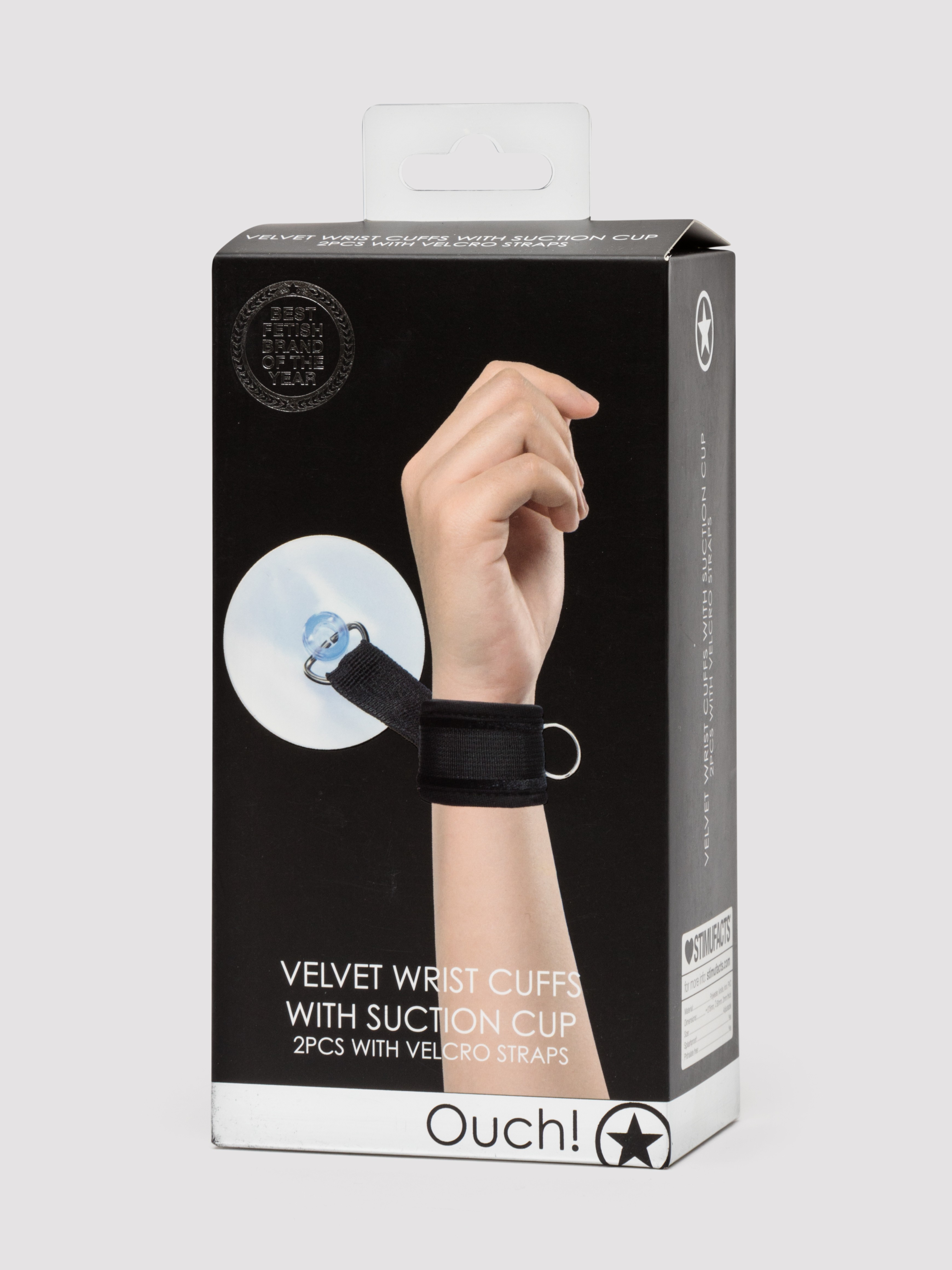 Ouch! Adjustable Suction Cup Handcuffs, Black, hi-res