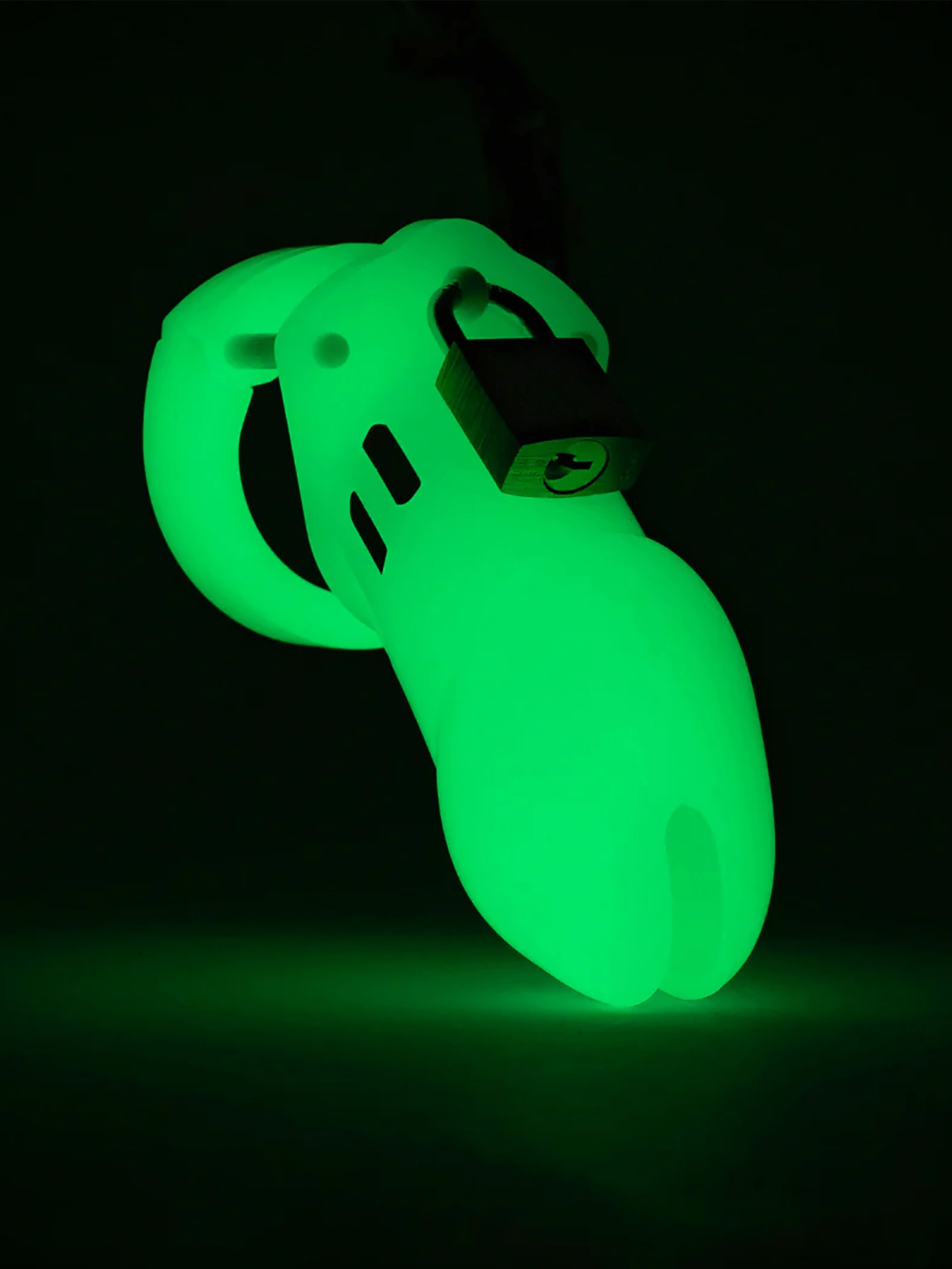 CB-6000 Male Glow In The Dark Chastity Cage Kit, Green, hi-res
