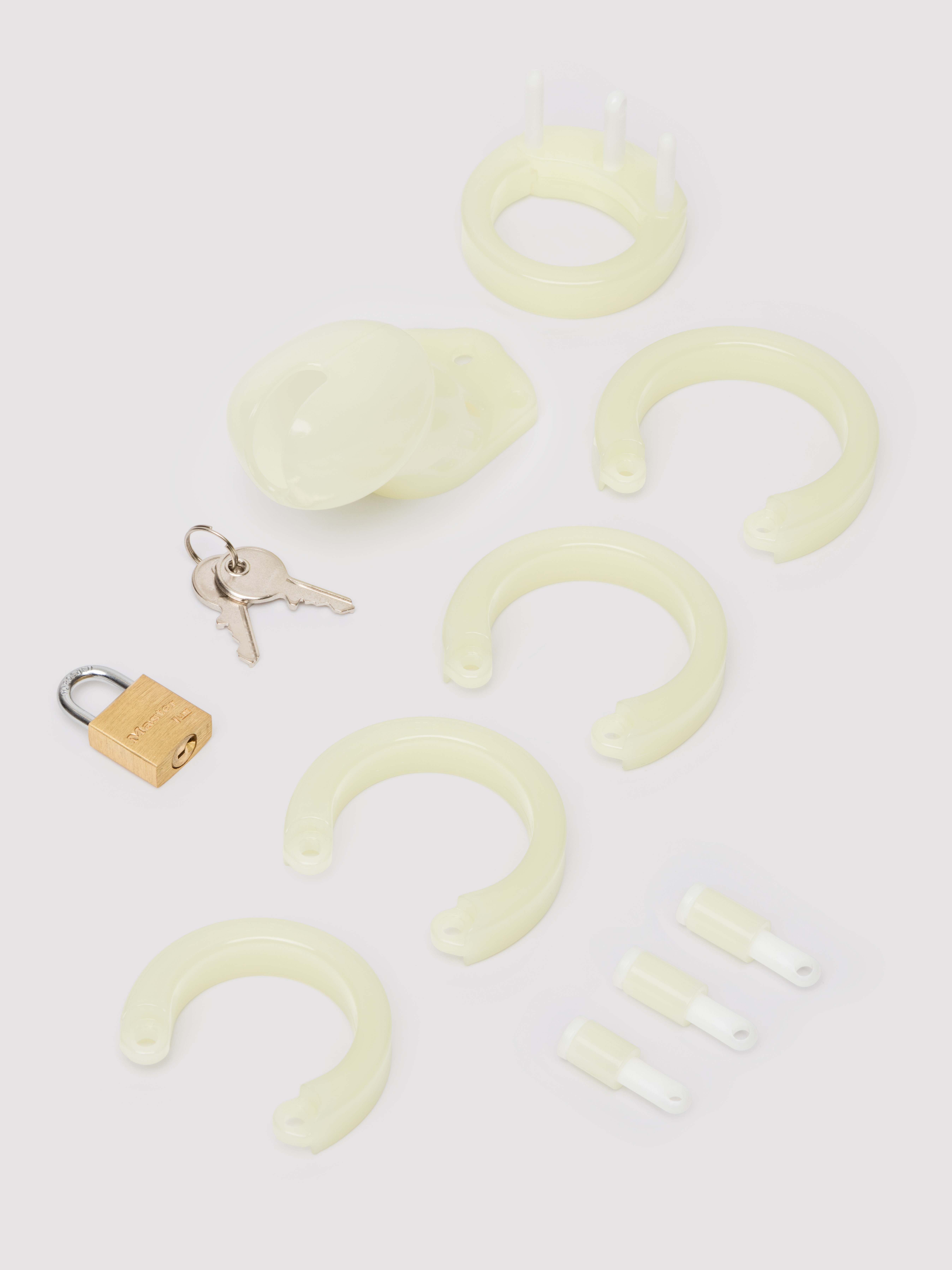 CB-6000 Male Glow In The Dark Chastity Cage Kit, Green, hi-res