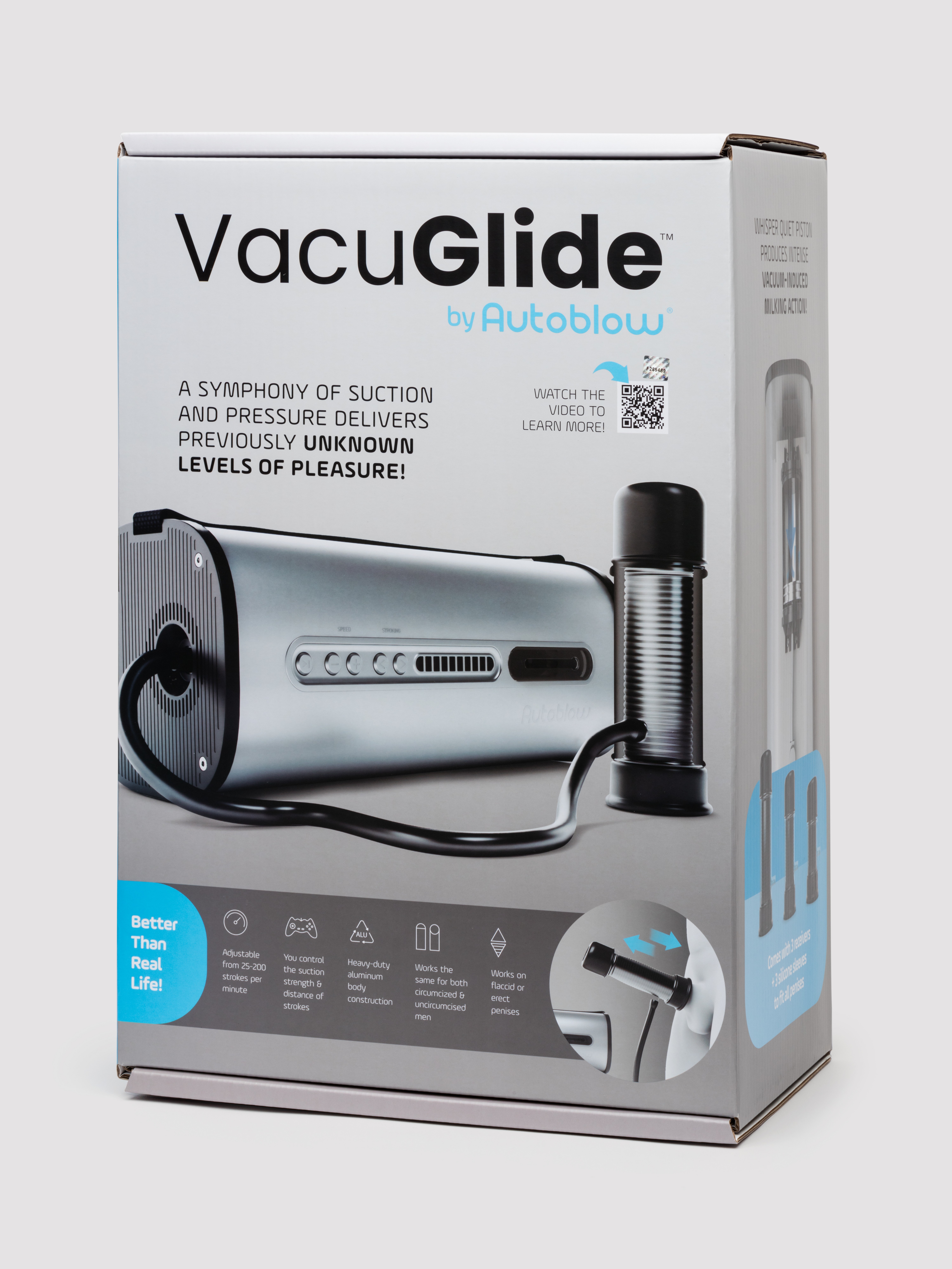 Autoblow VacuGlide Suction-Aided Milking Machine, Silver, hi-res