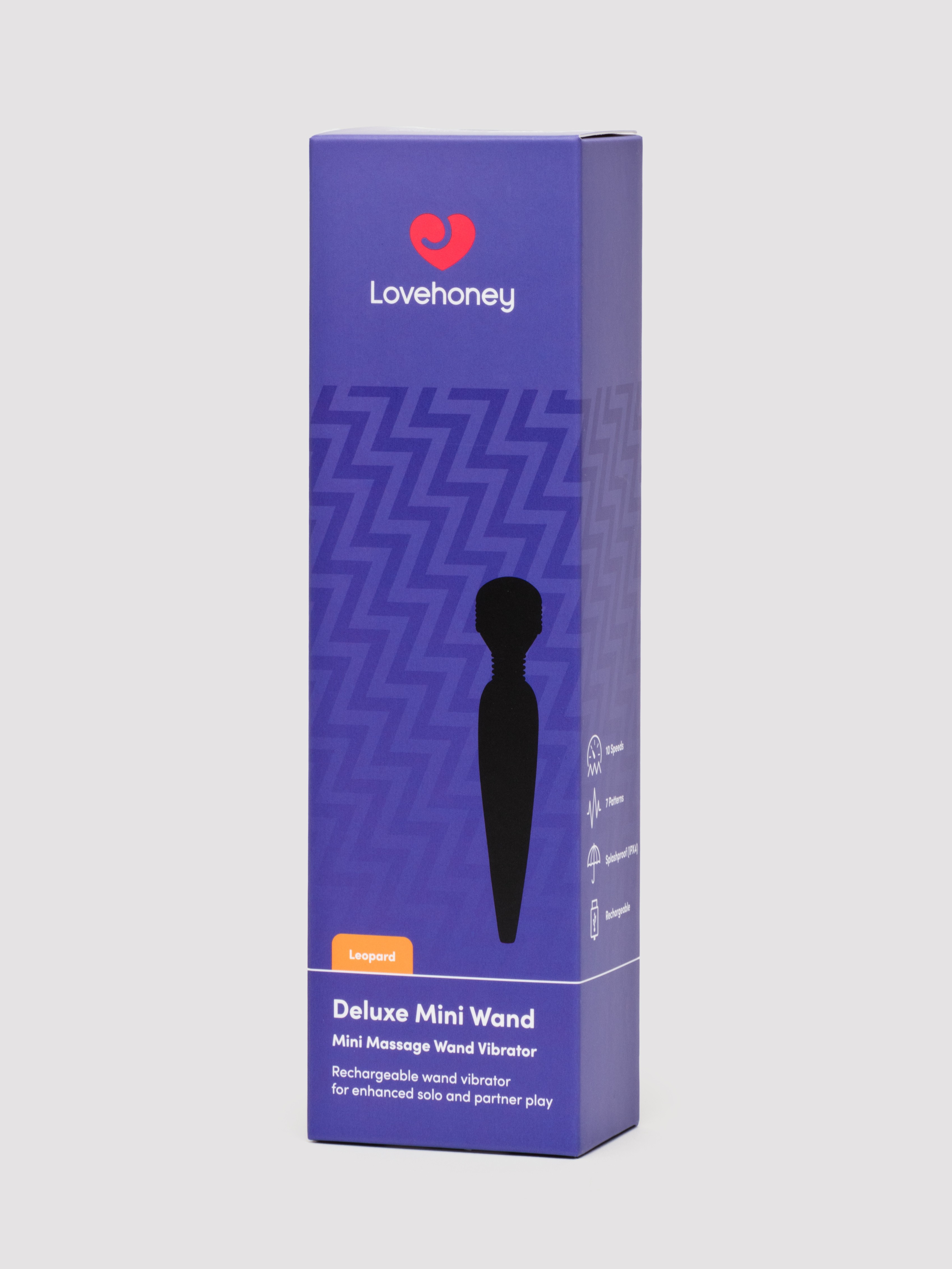 Lovehoney Deluxe Rechargeable Mini Leopard Massage Wand Vibrator, Brown, hi-res