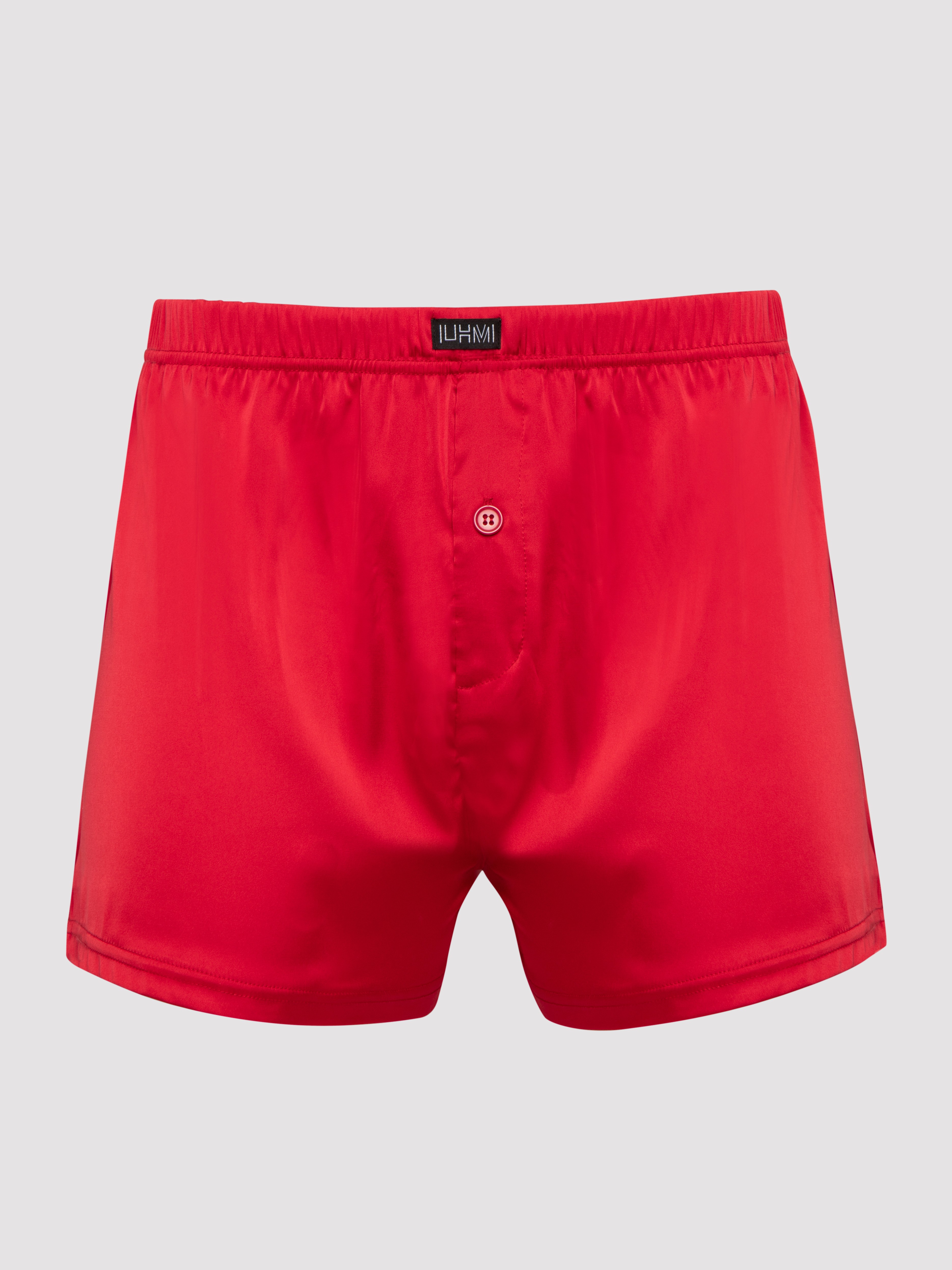 LHM Red Satin Boxer Shorts, Red, hi-res