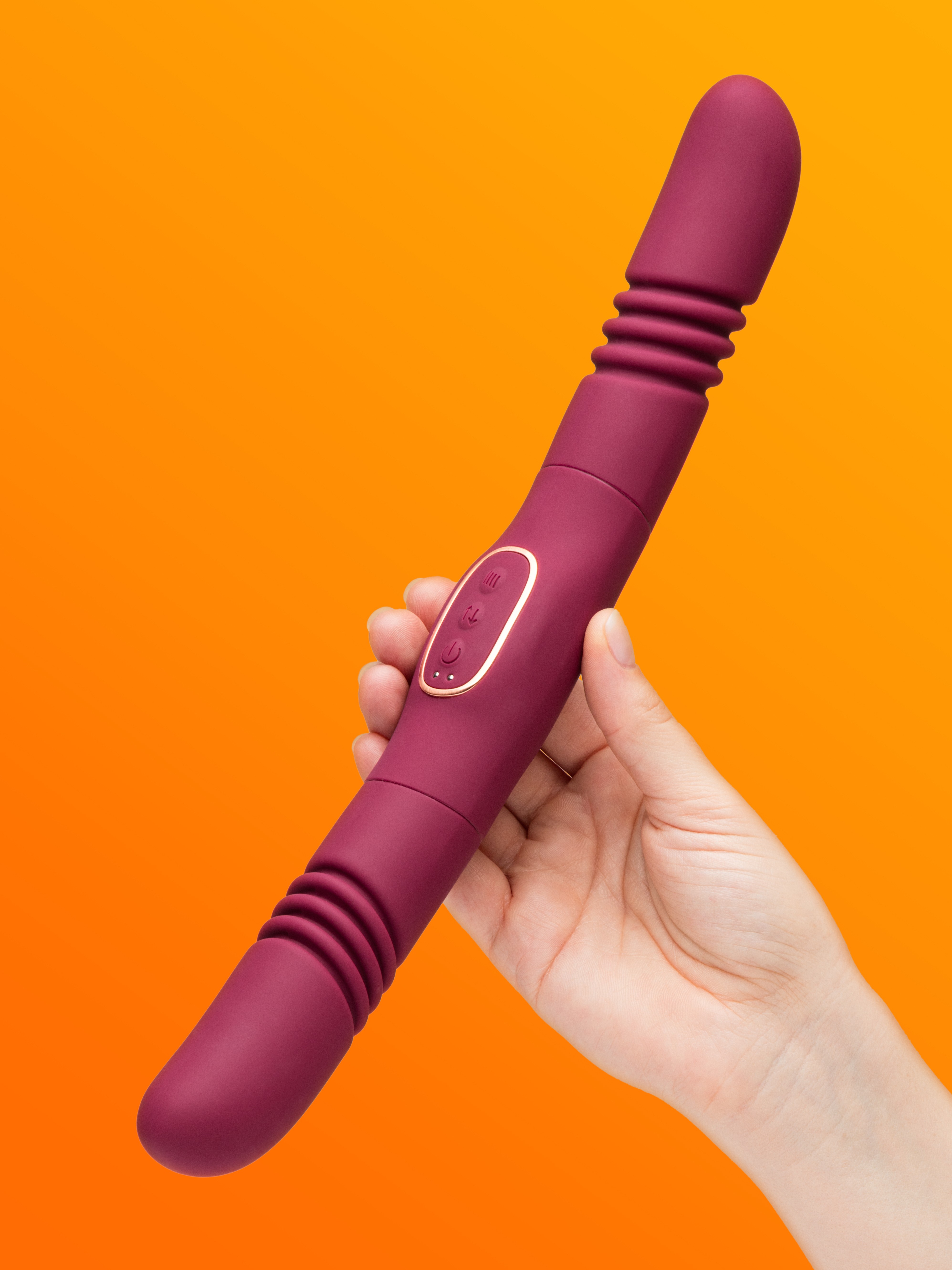 Loveline Rechargeable Double-Sided Thrusting Vibrator, Red, hi-res