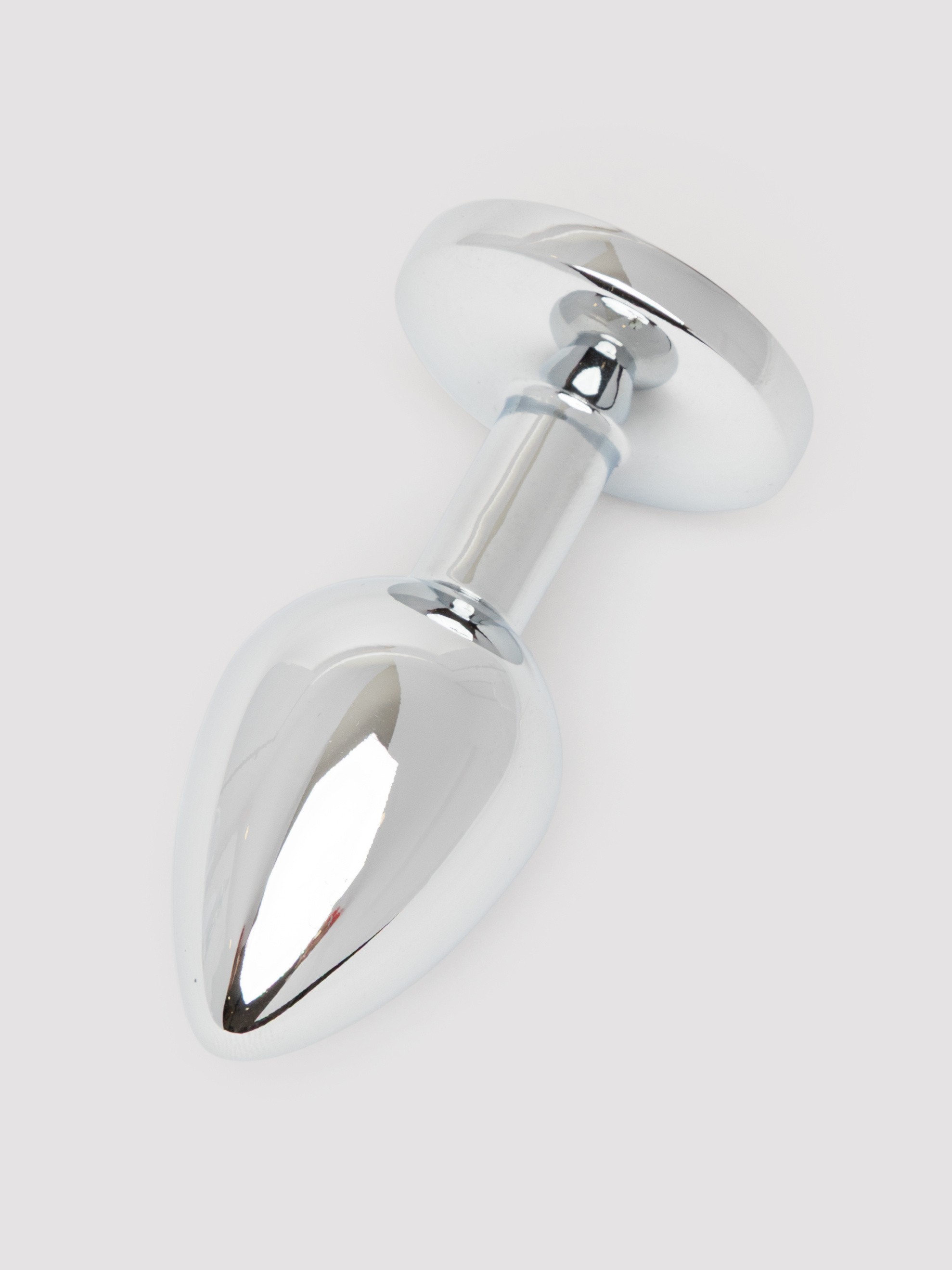 Lovehoney Clear Jewelled Metal Butt Plug, Silver, hi-res