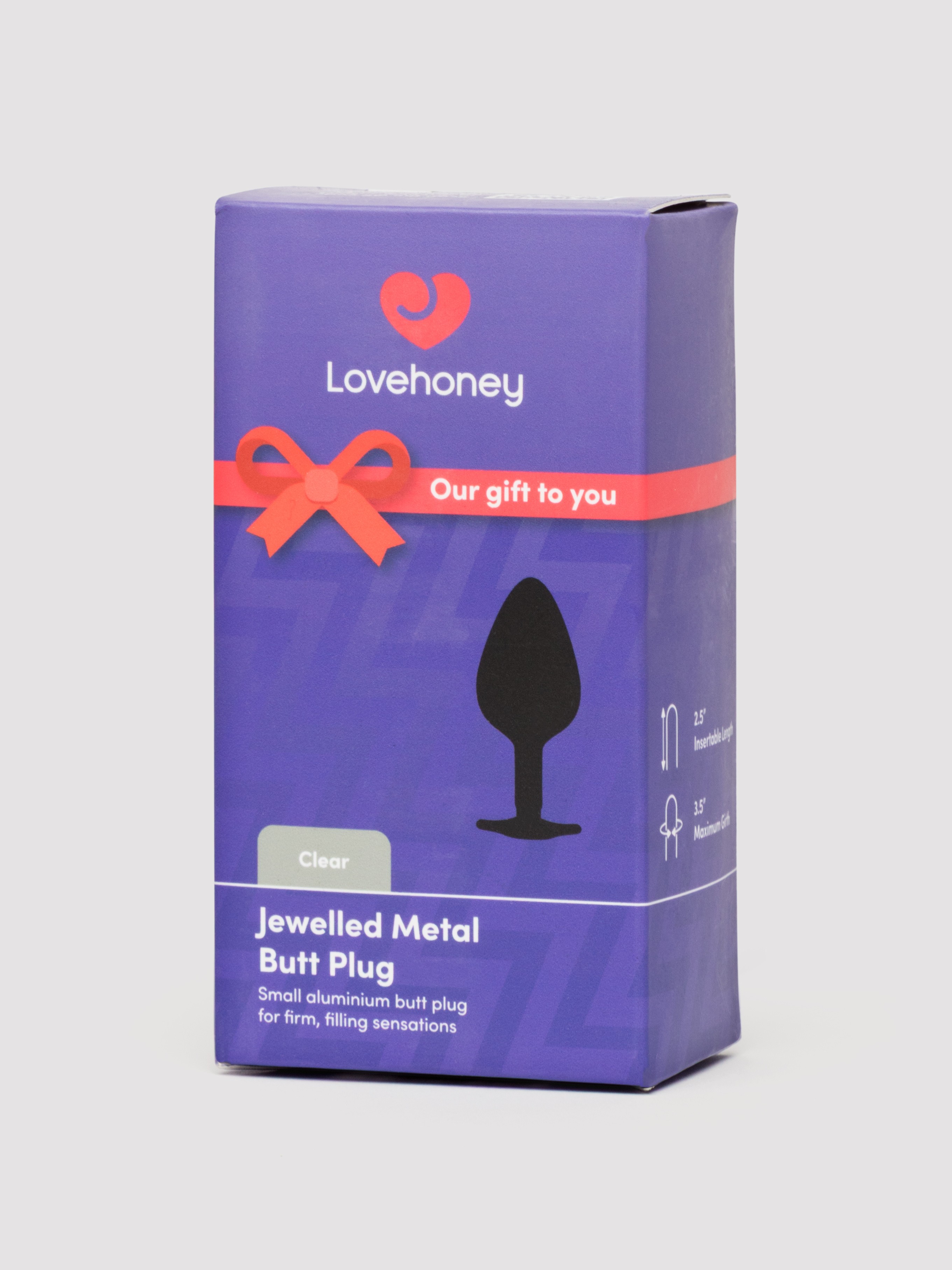 Lovehoney Clear Jewelled Metal Butt Plug, Silver, hi-res