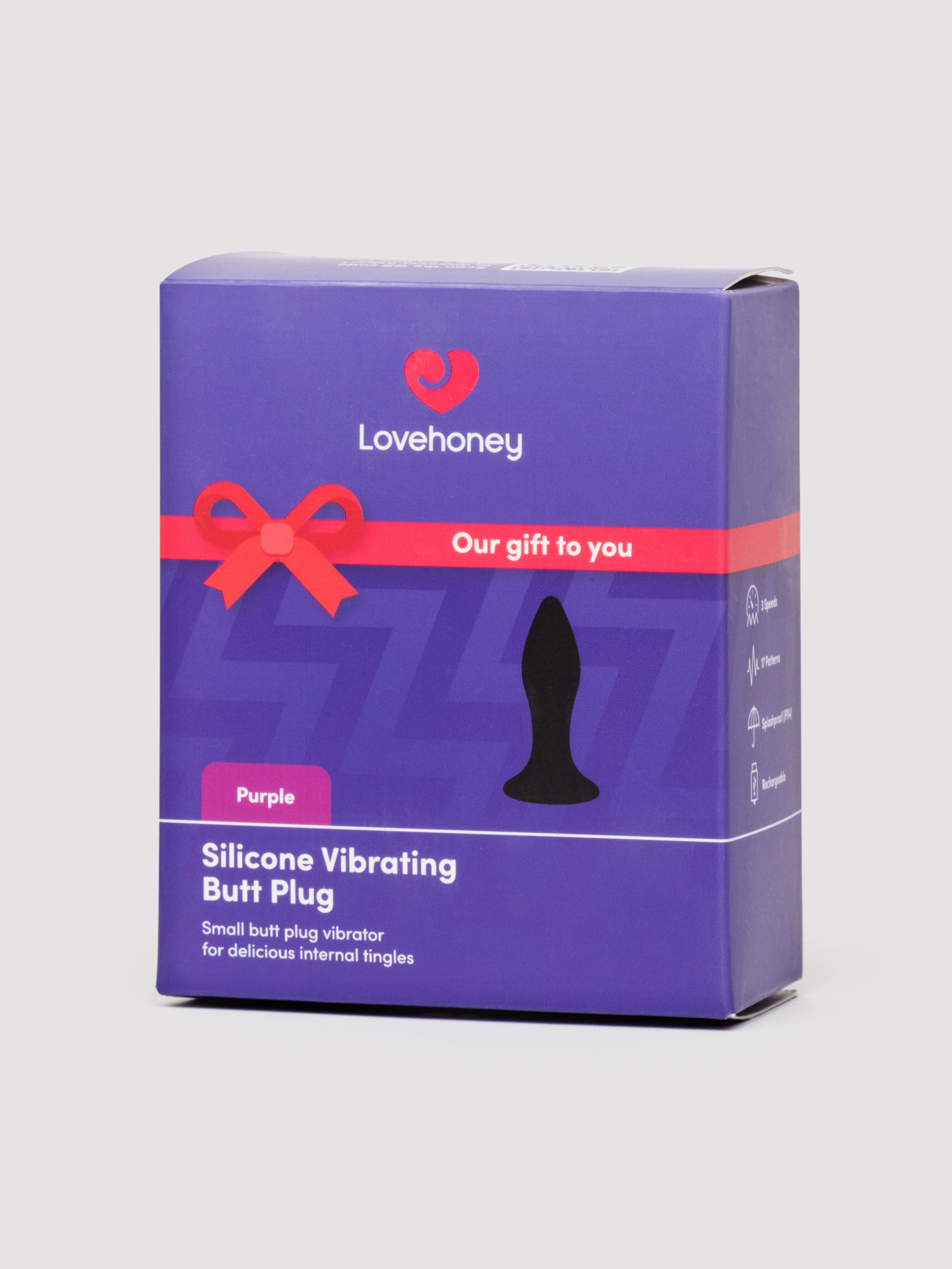 Lovehoney Purple Silicone Vibrating Butt Plug, Purple, hi-res