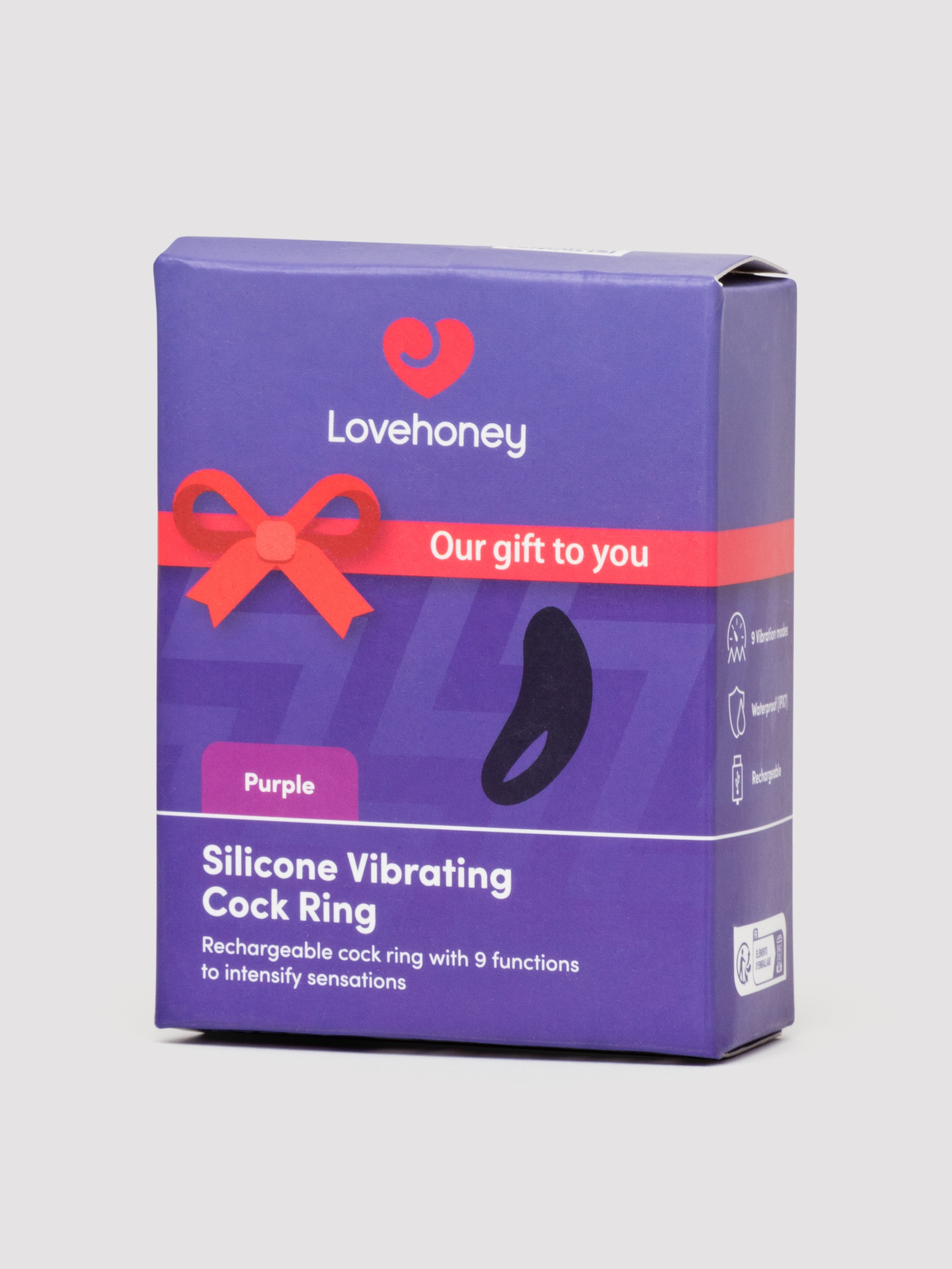 Lovehoney Purple Silicone Vibrating Cock Ring, Purple, hi-res