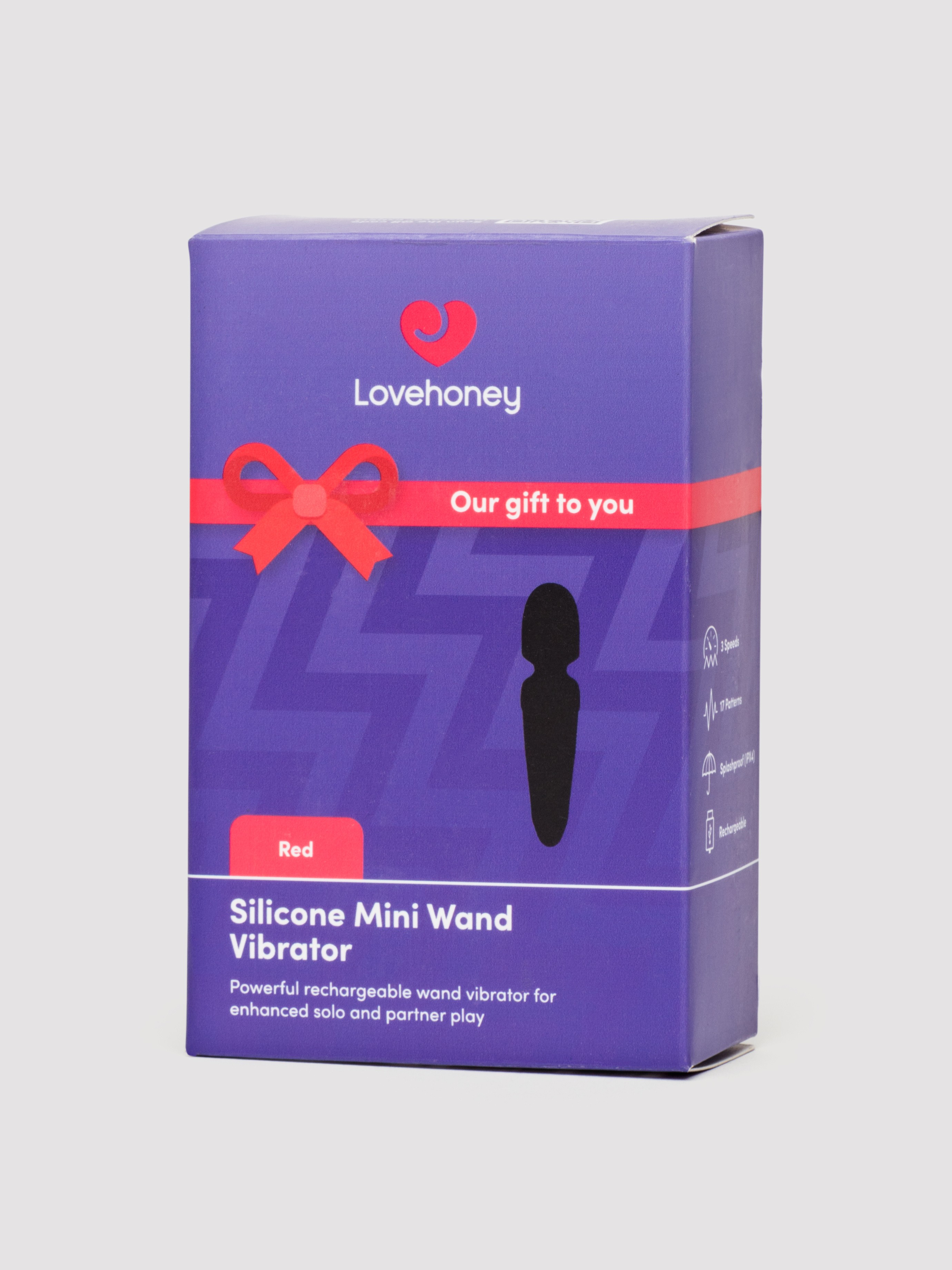 Lovehoney Red Silicone Mini Wand Vibrator, Red, hi-res