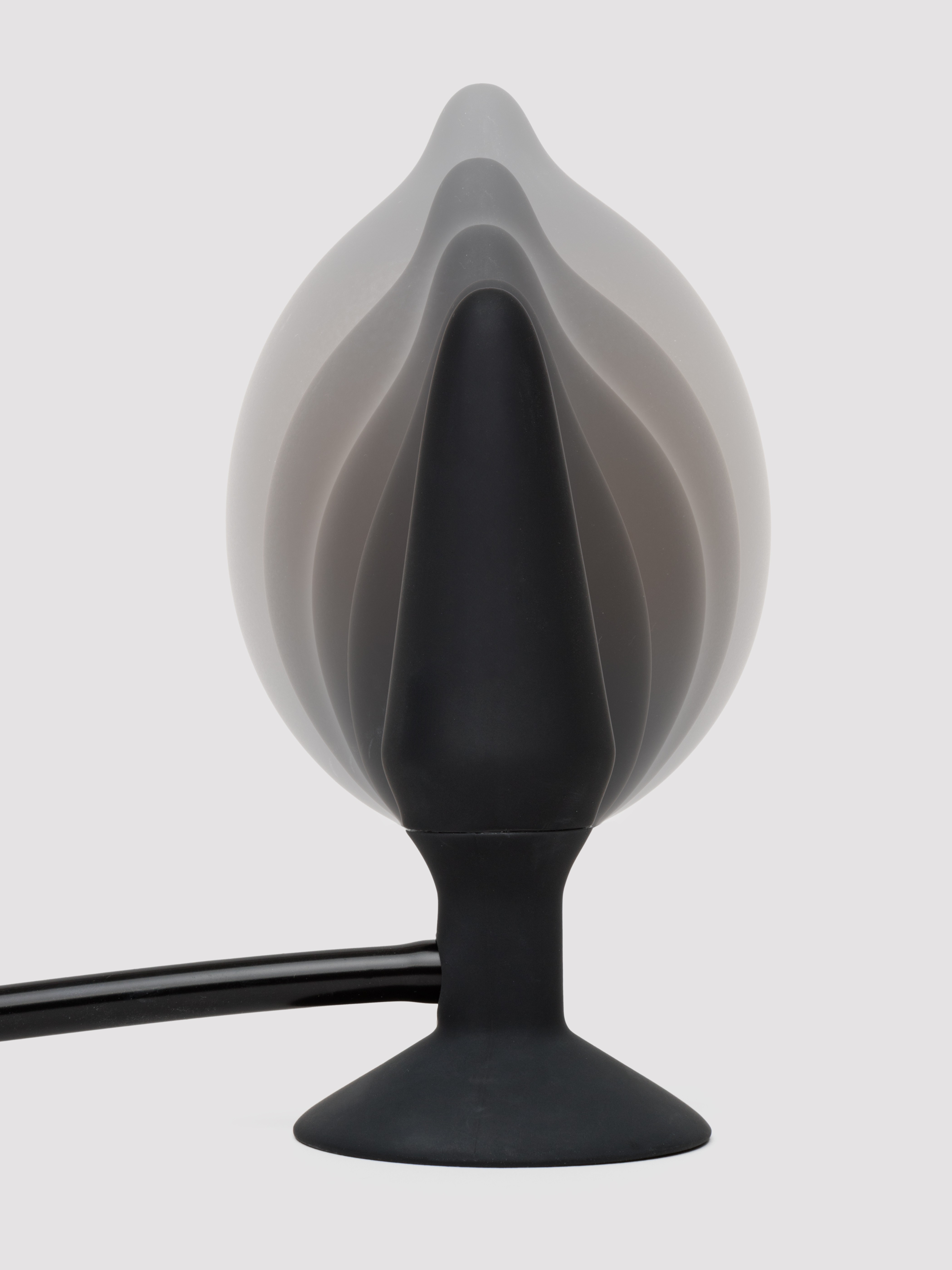 Inflatable Silicone Large Butt Plug, Black, hi-res