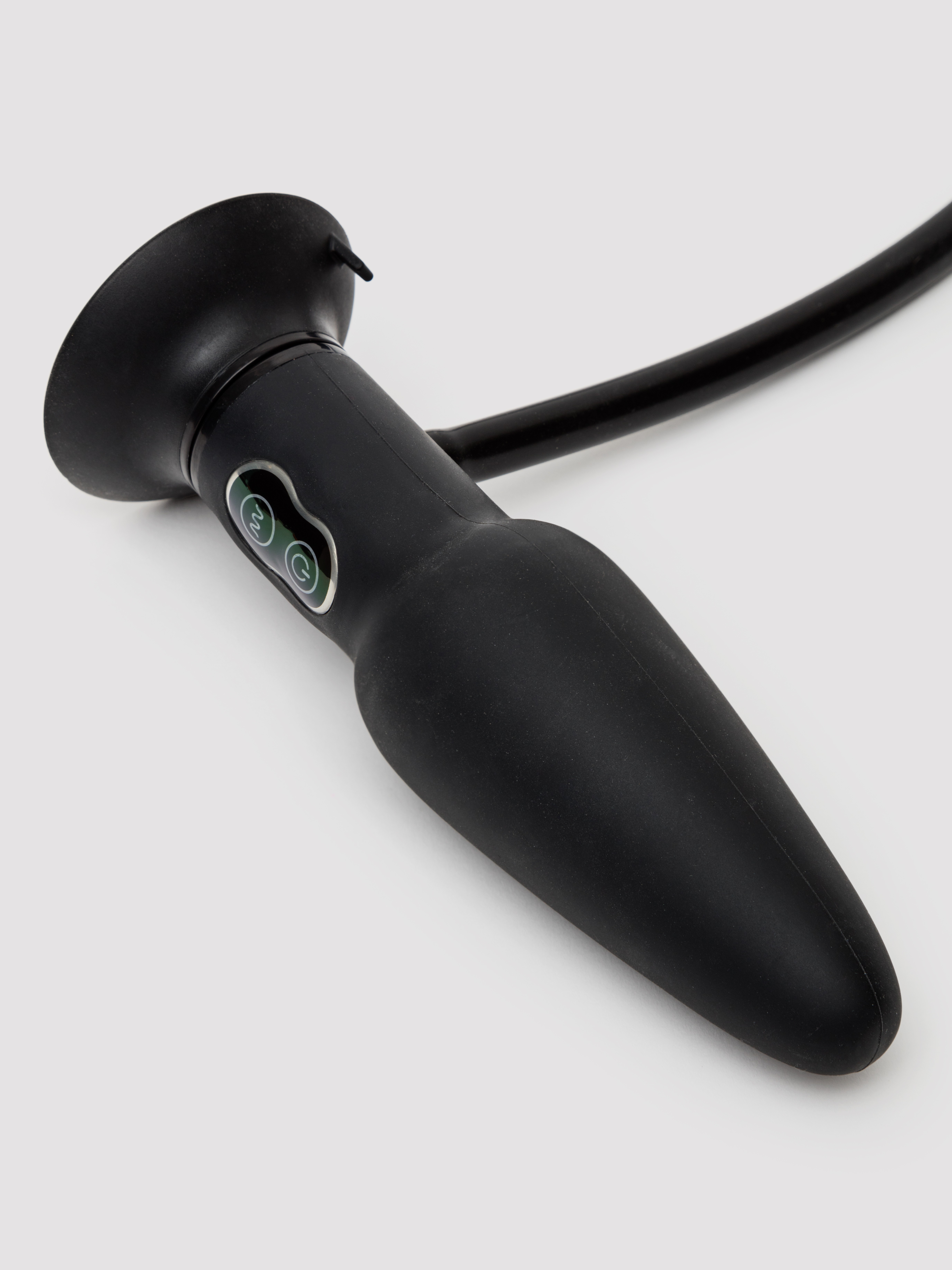 Inflatable Vibrating Silicone Large Butt Plug, Black, hi-res