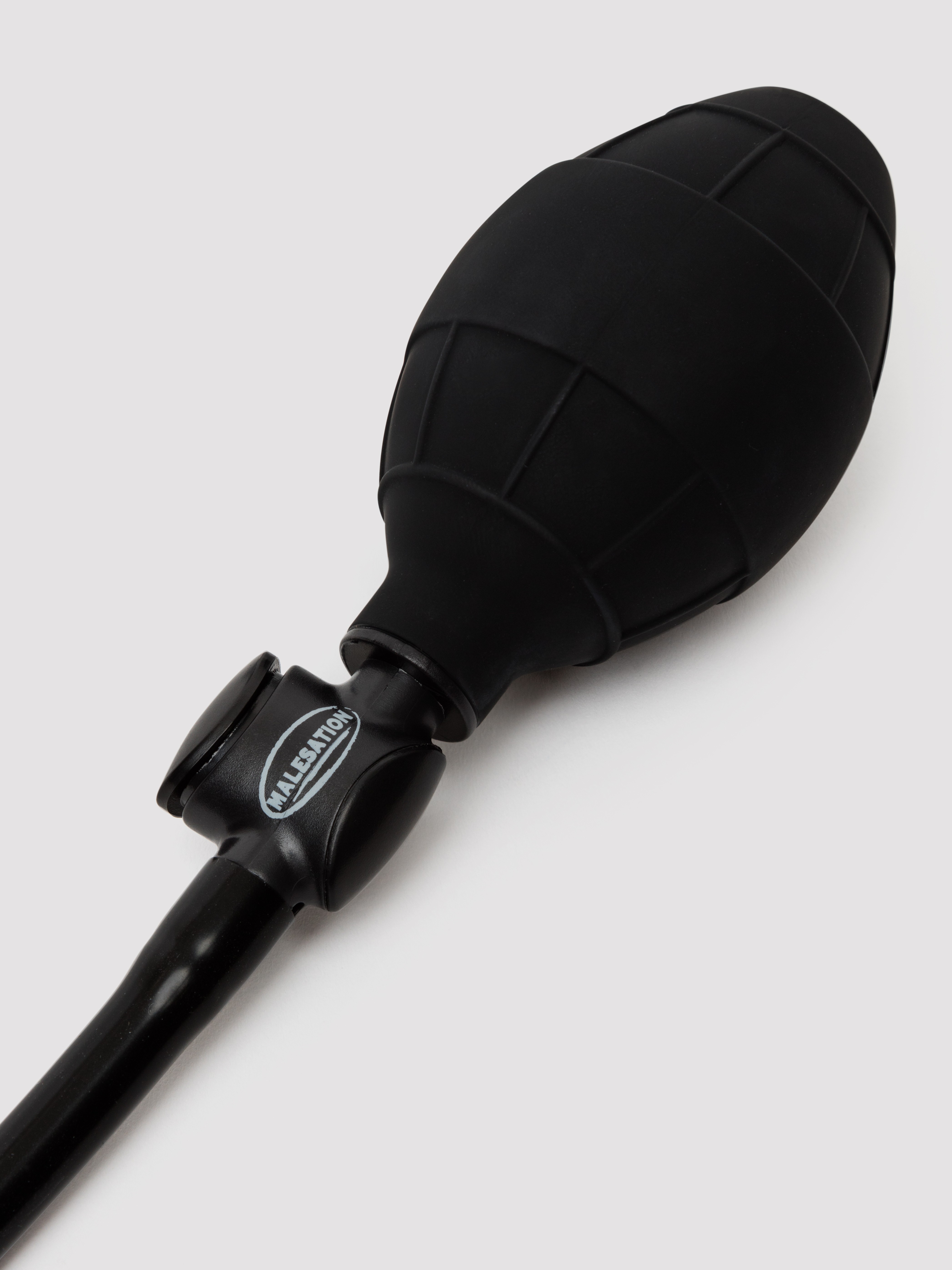 Inflatable Vibrating Silicone Large Butt Plug, Black, hi-res