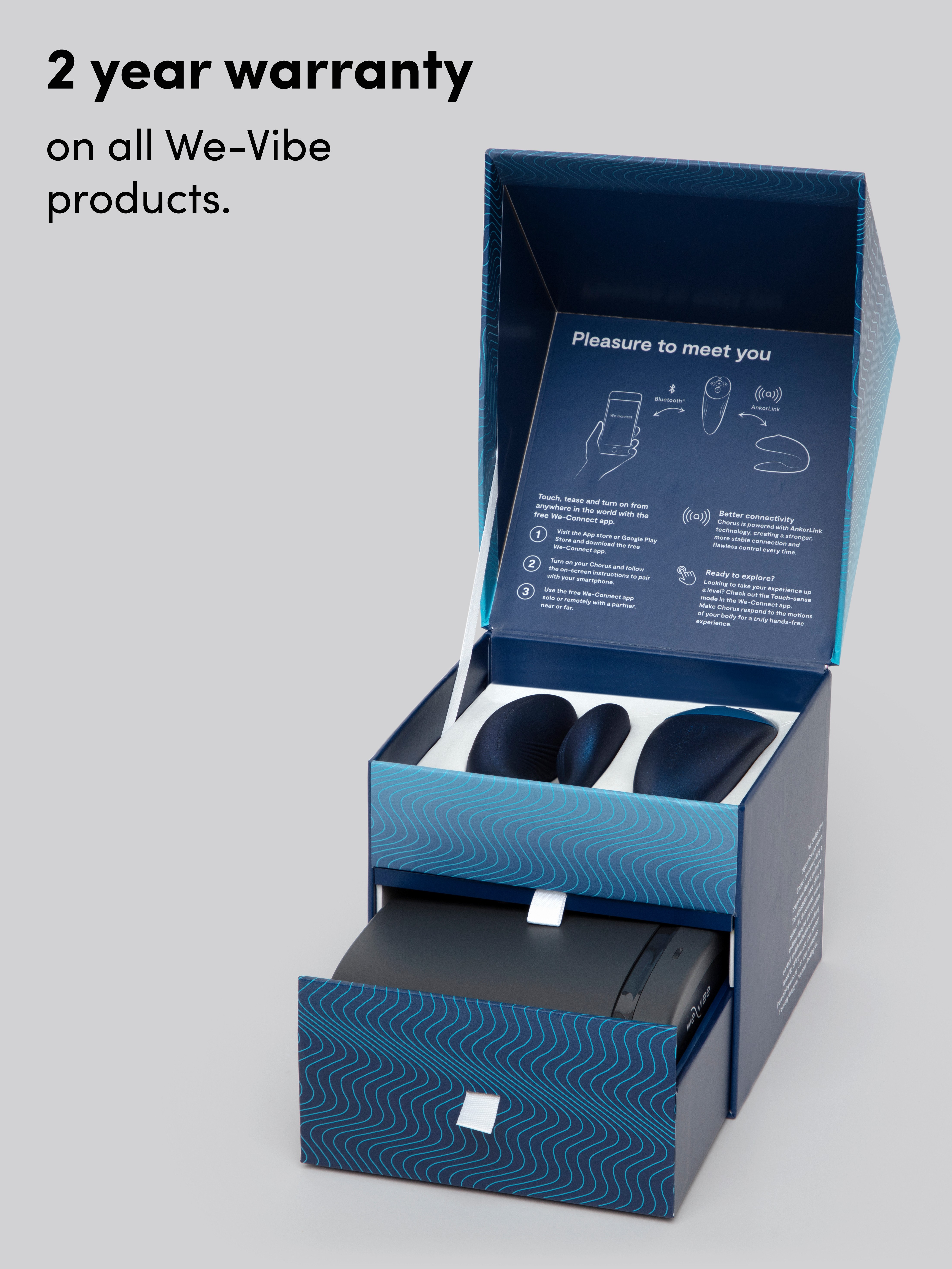 We-Vibe Chorus App and Remote Controlled Rechargeable Couple's Vibrator, Blue, hi-res