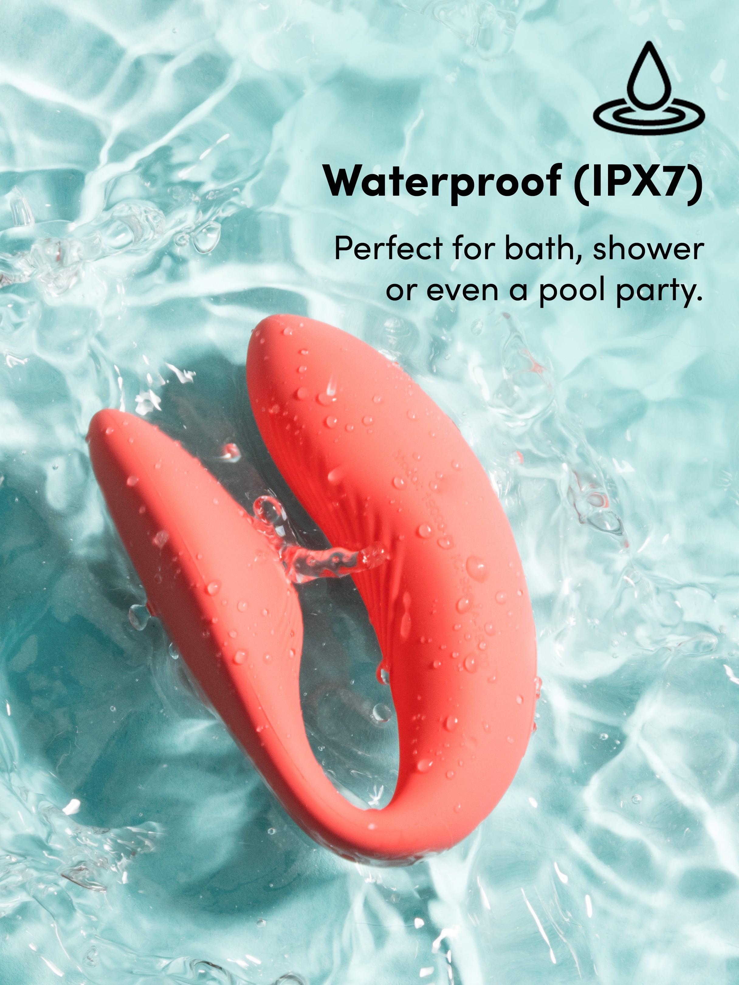 We-Vibe Chorus App and Remote Controlled Rechargeable Couple's Vibrator, Coral, hi-res