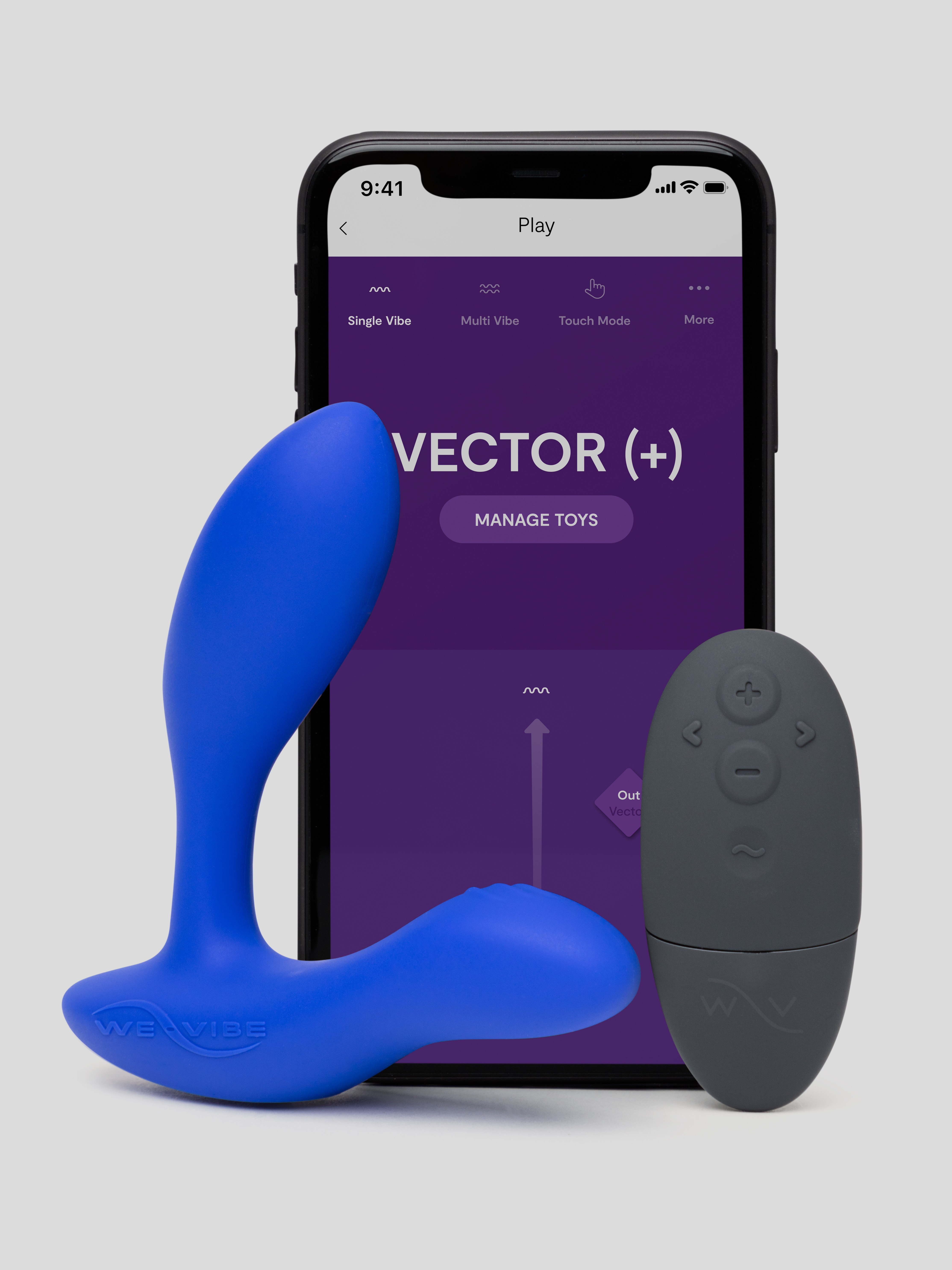 We-Vibe Vector+ App and Remote Controlled Rechargeable Prostate Massager, Blue, hi-res