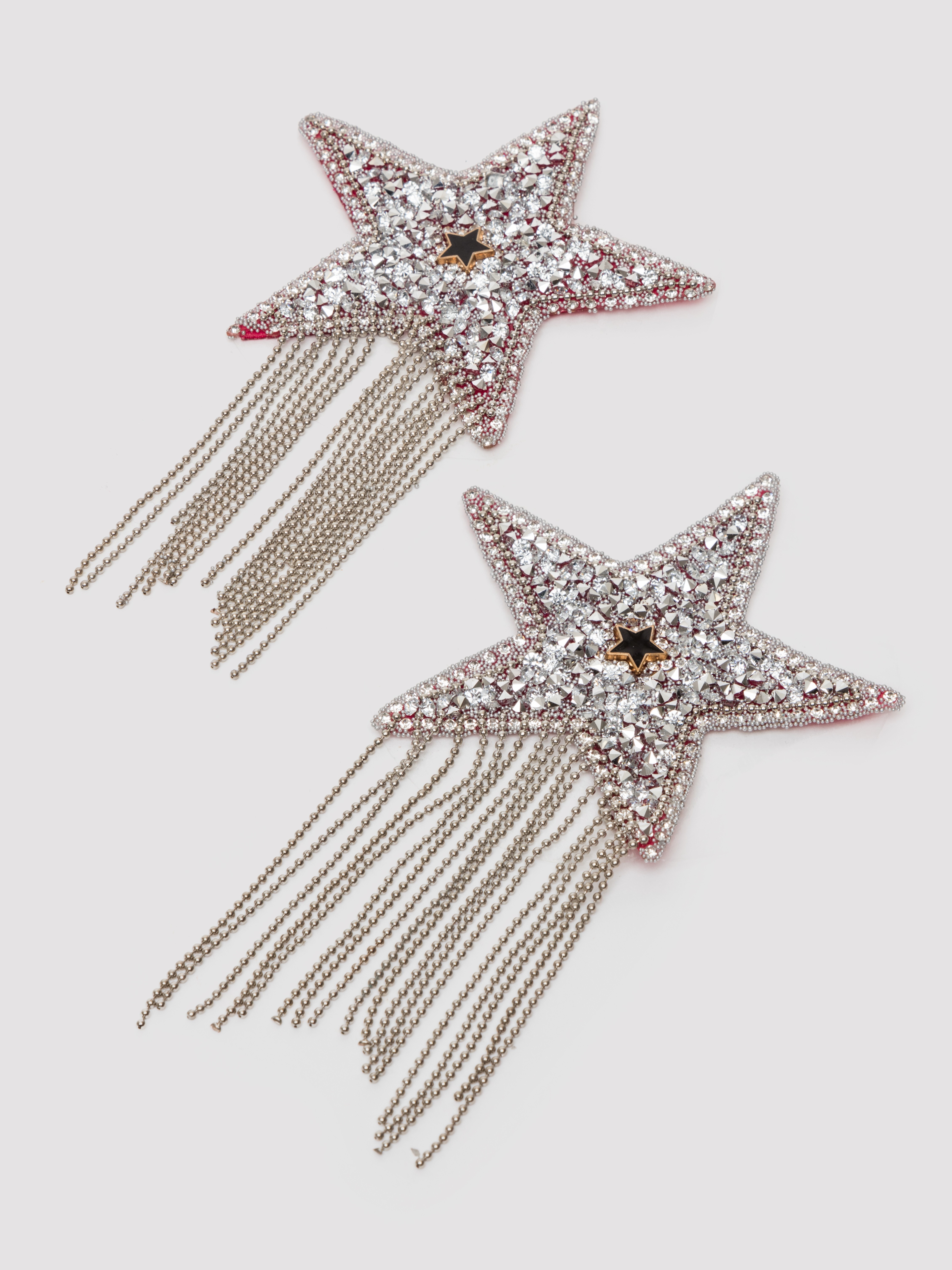 Coquette Silver Star Rhinestone Tassel Pasties, Silver, hi-res