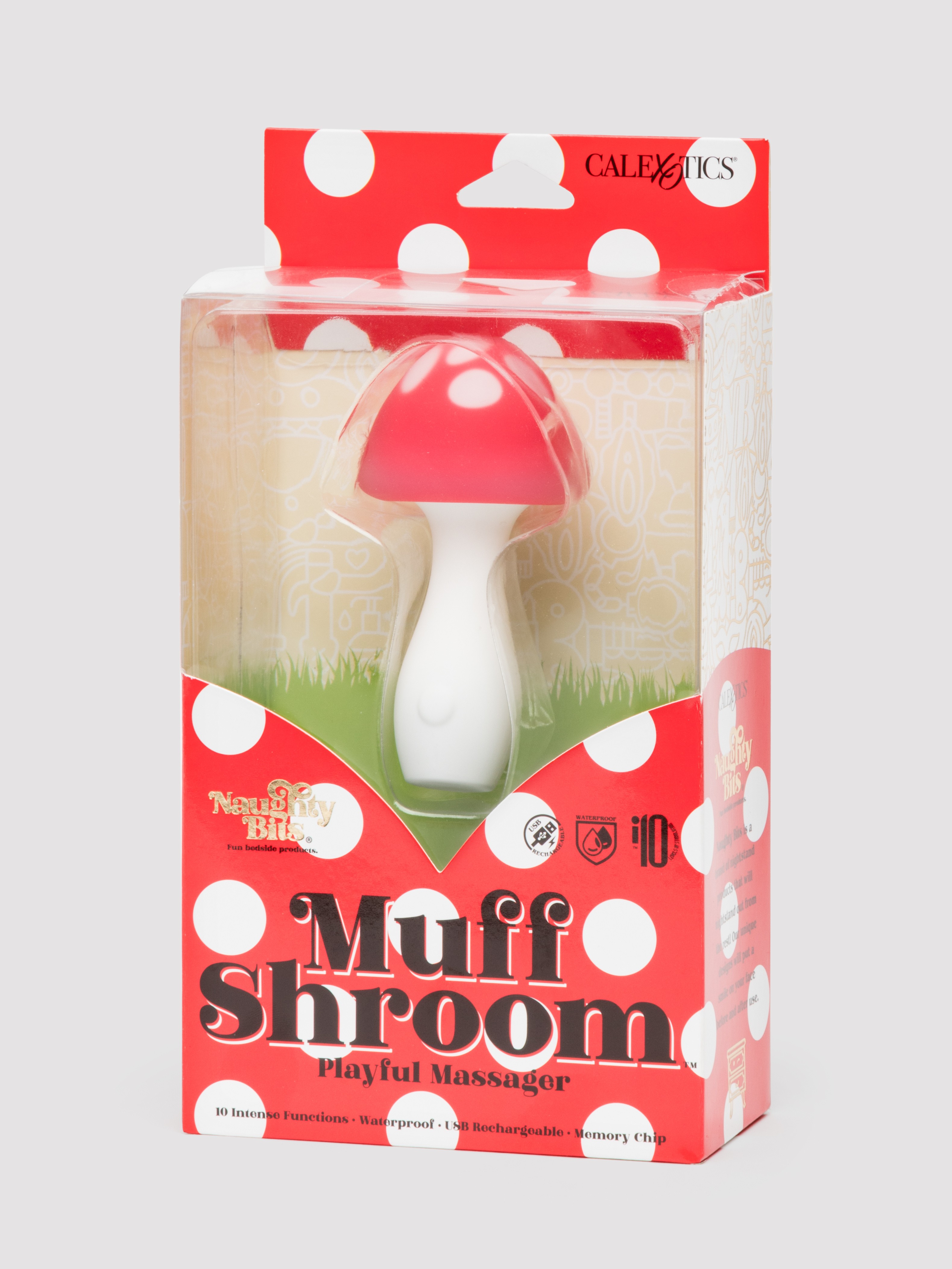 Naughty Bits Muff Shroom Playful Massager , Red, hi-res