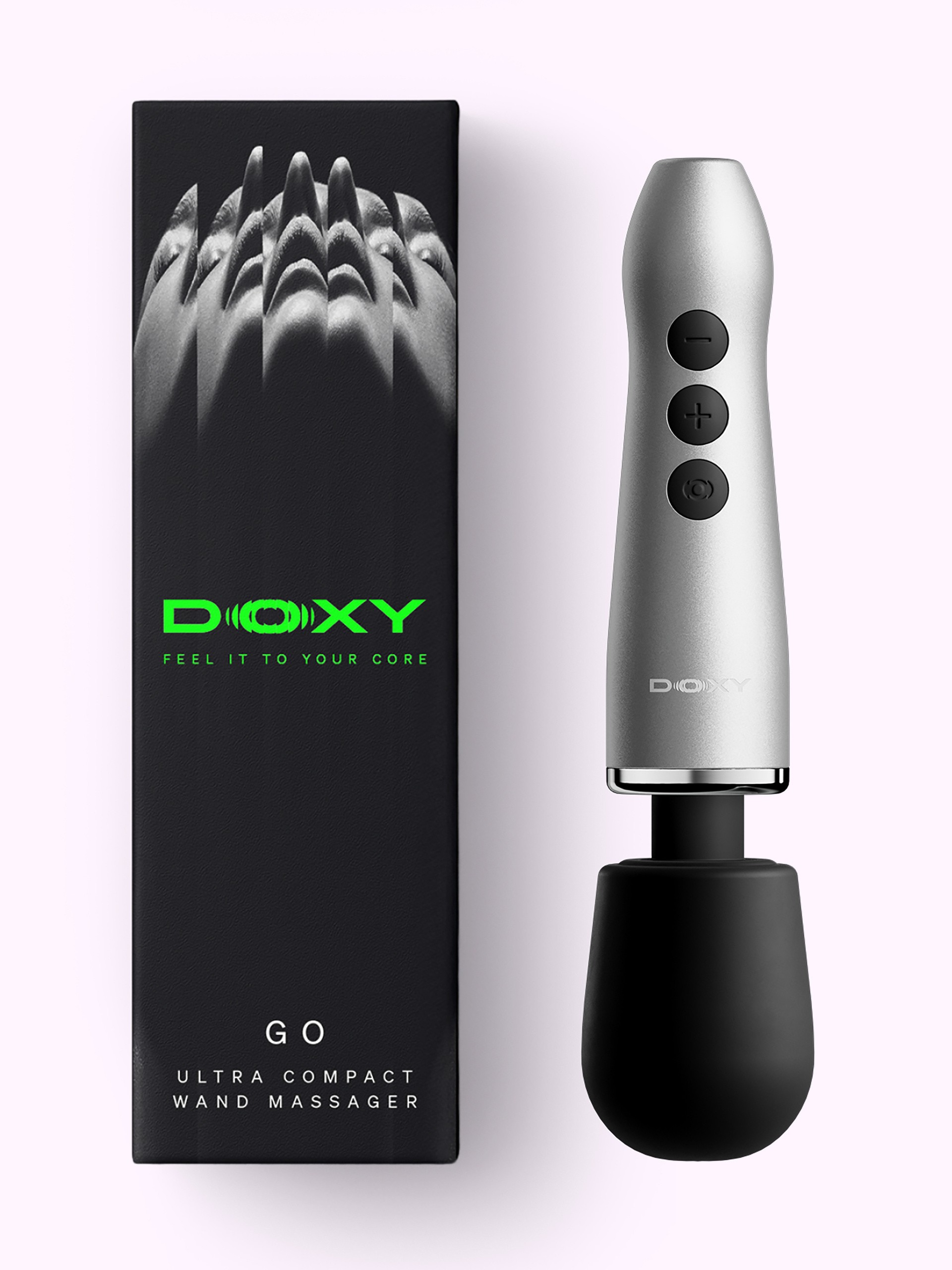 Doxy Go Extra Powerful Rechargeable Travel Mini Wand Massager, Silver, hi-res
