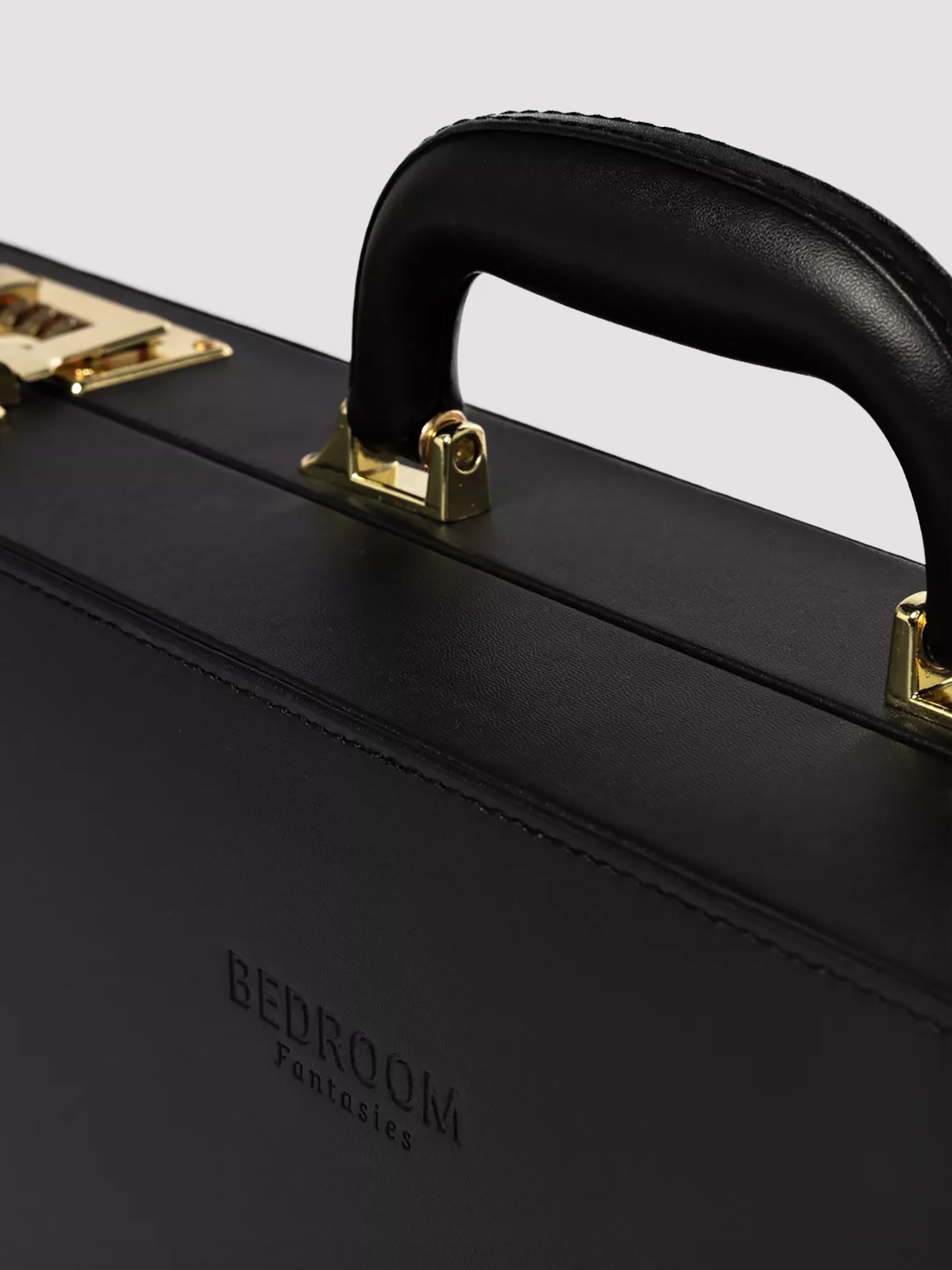 Bedroom Fantasies Faux Leather Luxury Bondage Suitcase (13 Pieces), Black, hi-res