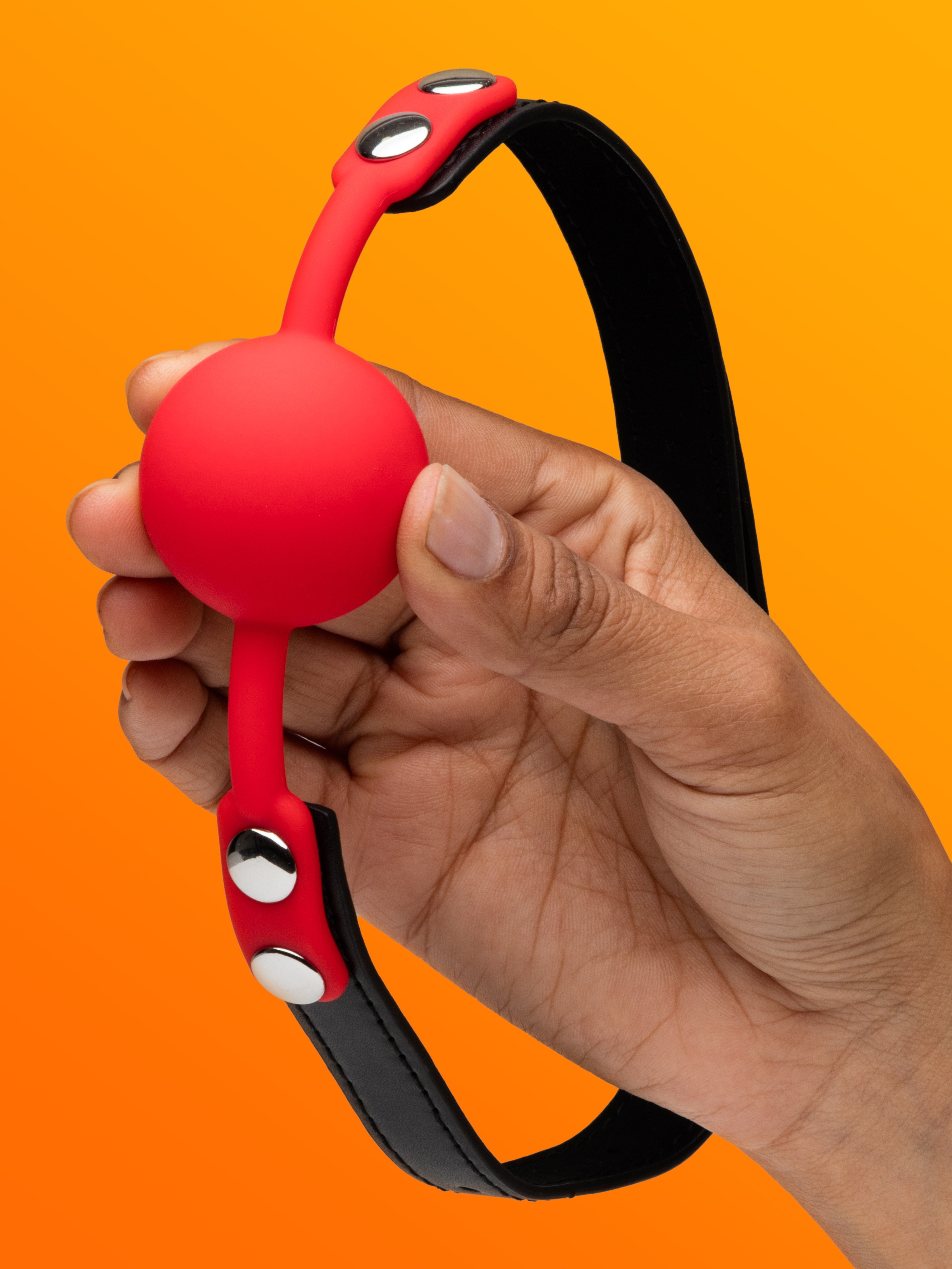 Bad Kitty Silicone and Faux Leather Ball Gag, Red, hi-res