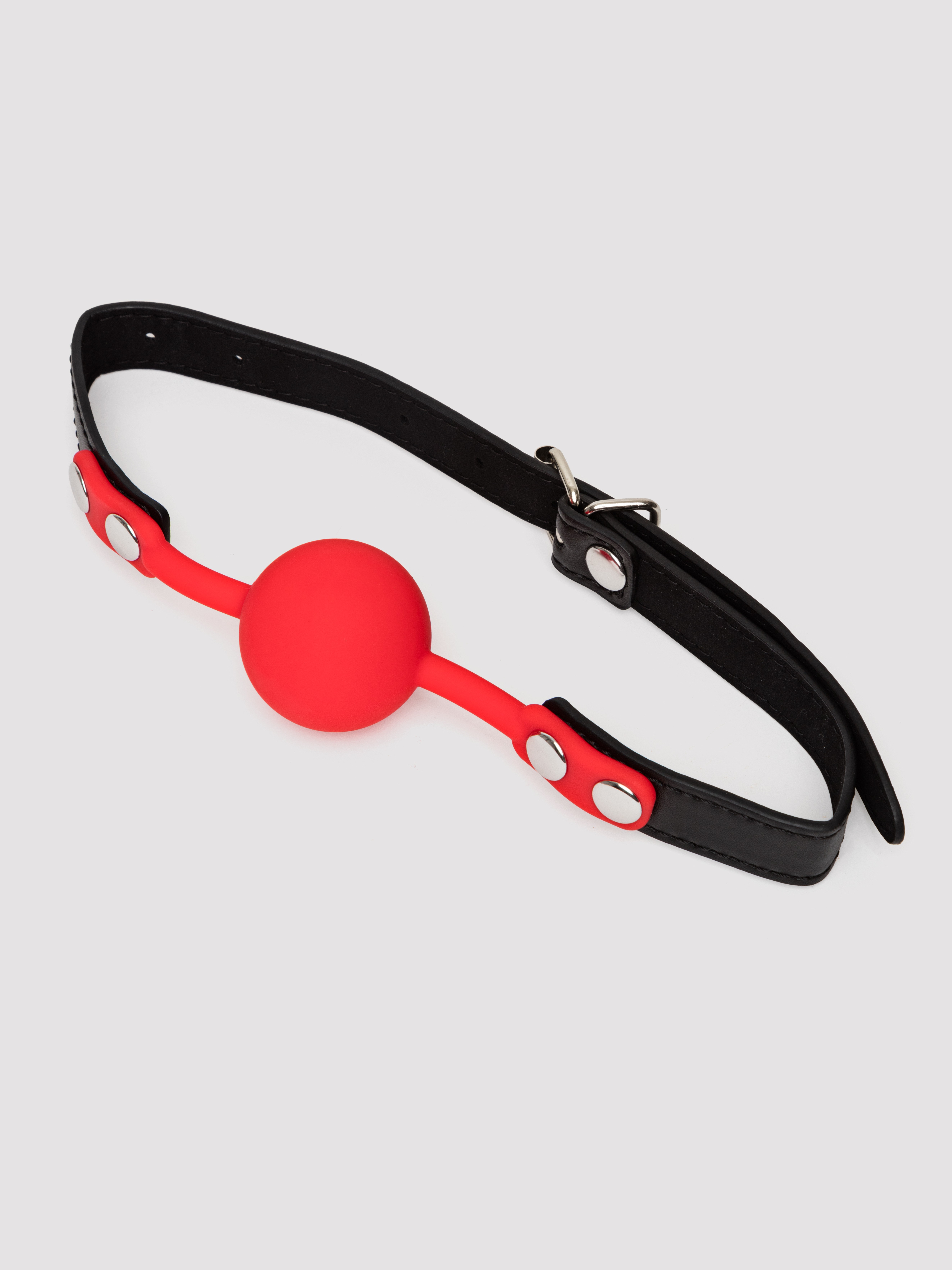 Bad Kitty Silicone and Faux Leather Ball Gag, Red, hi-res