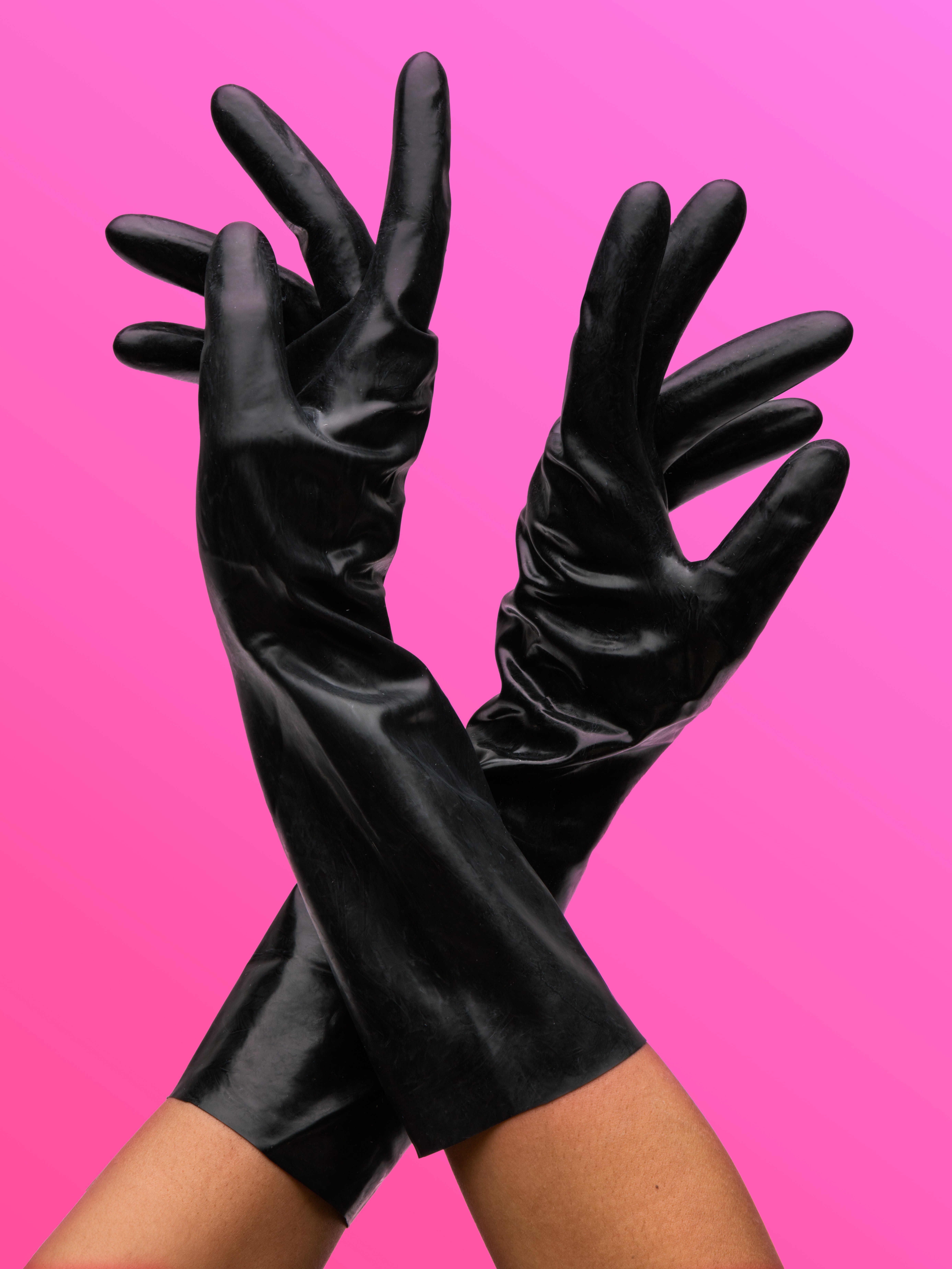 Prowler RED Black Latex Fisting Gloves , Black, hi-res