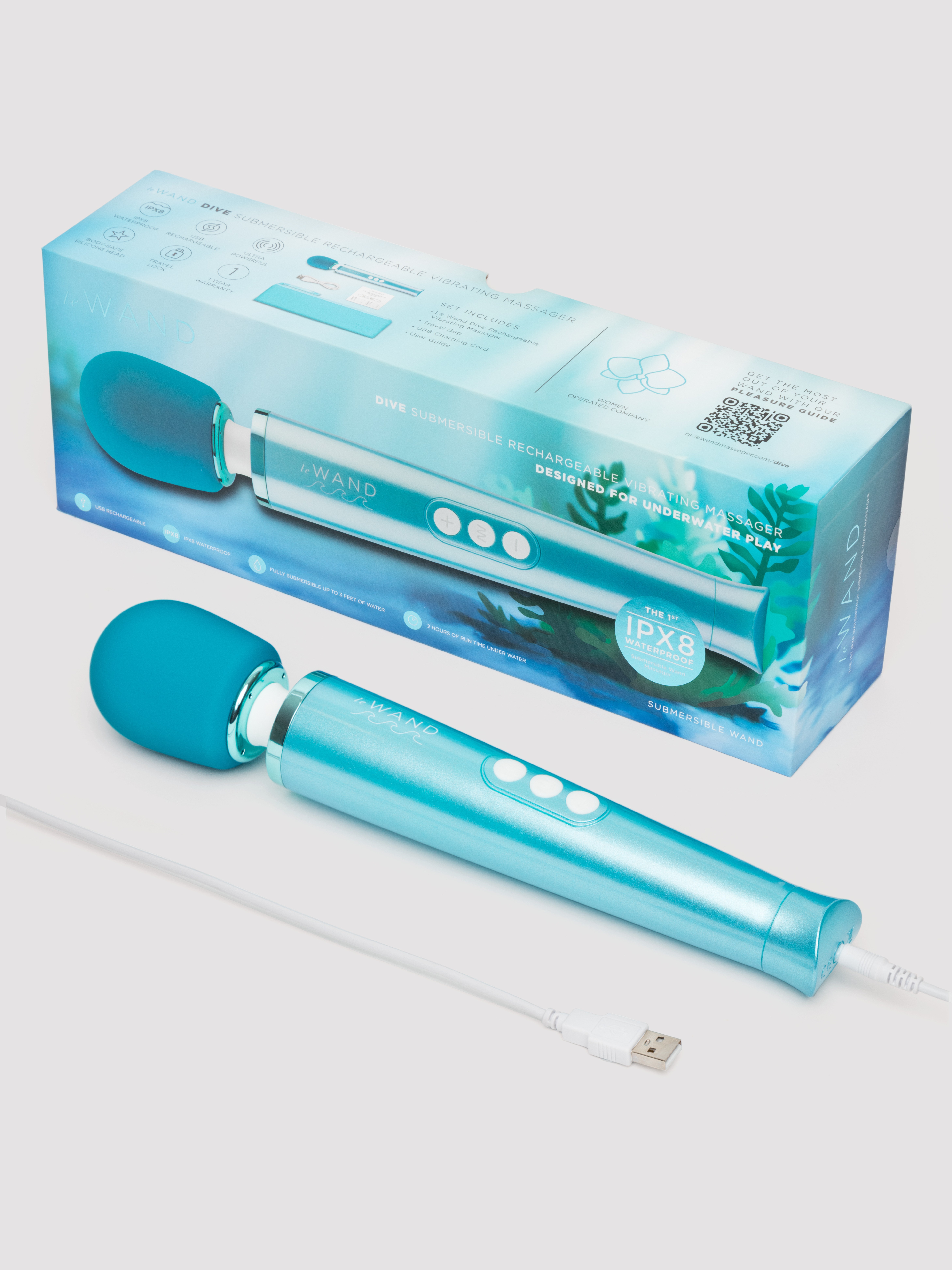 Le Wand Dive Submersible Rechargeable Vibrating Massager, Blue, hi-res