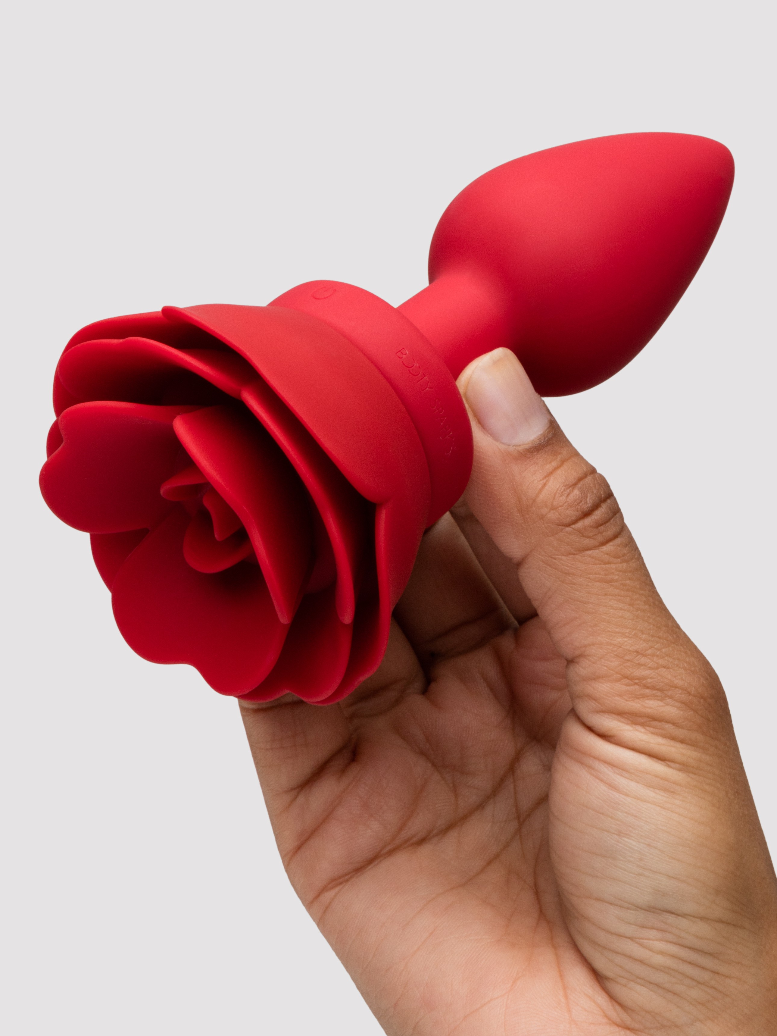 Silicone Vibrating Red Rose Butt Plug with Remote Control, Red, hi-res