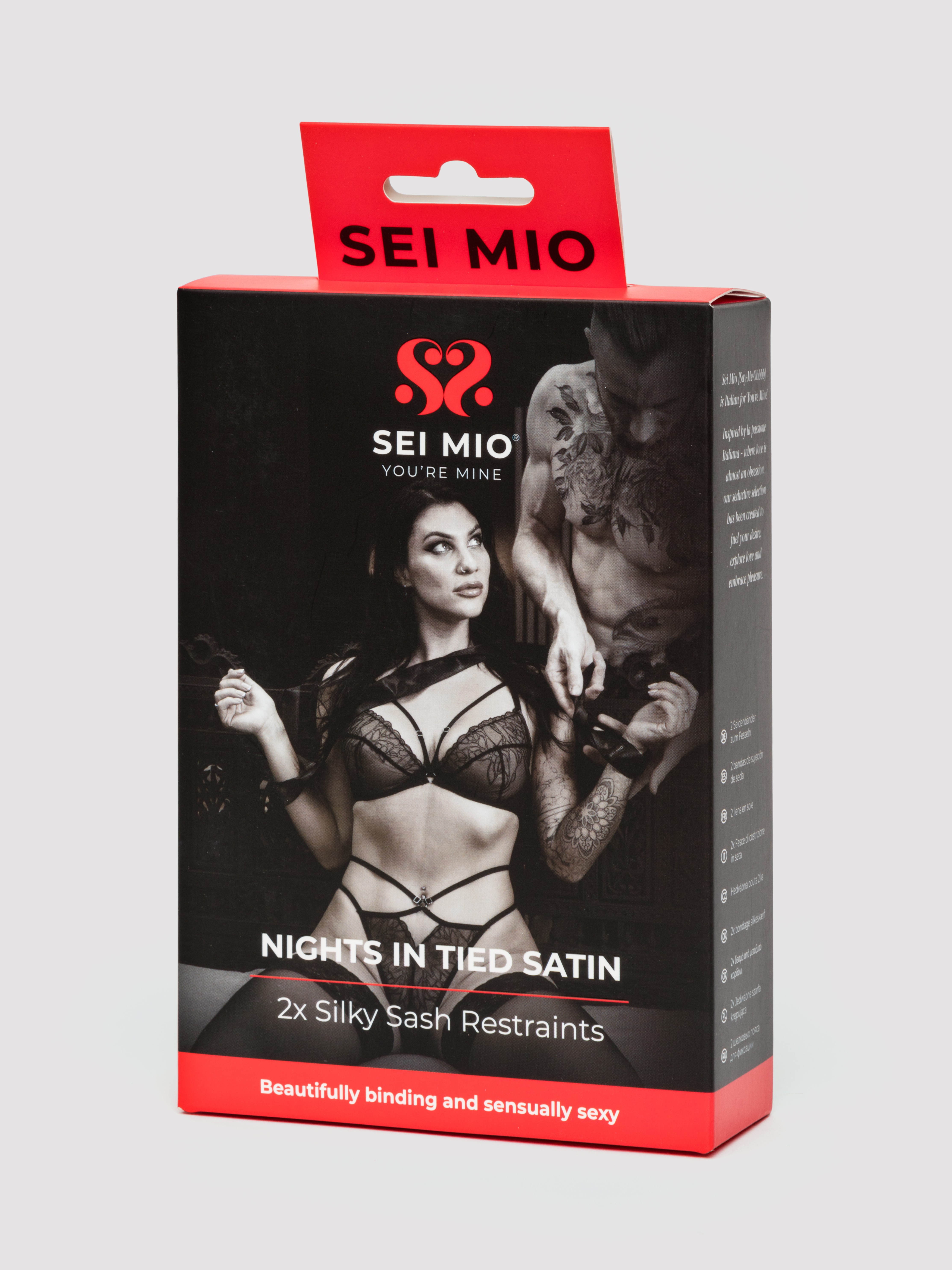 SEI MIO Nights in Tied Satin Silk Sash Restraint, Black, hi-res