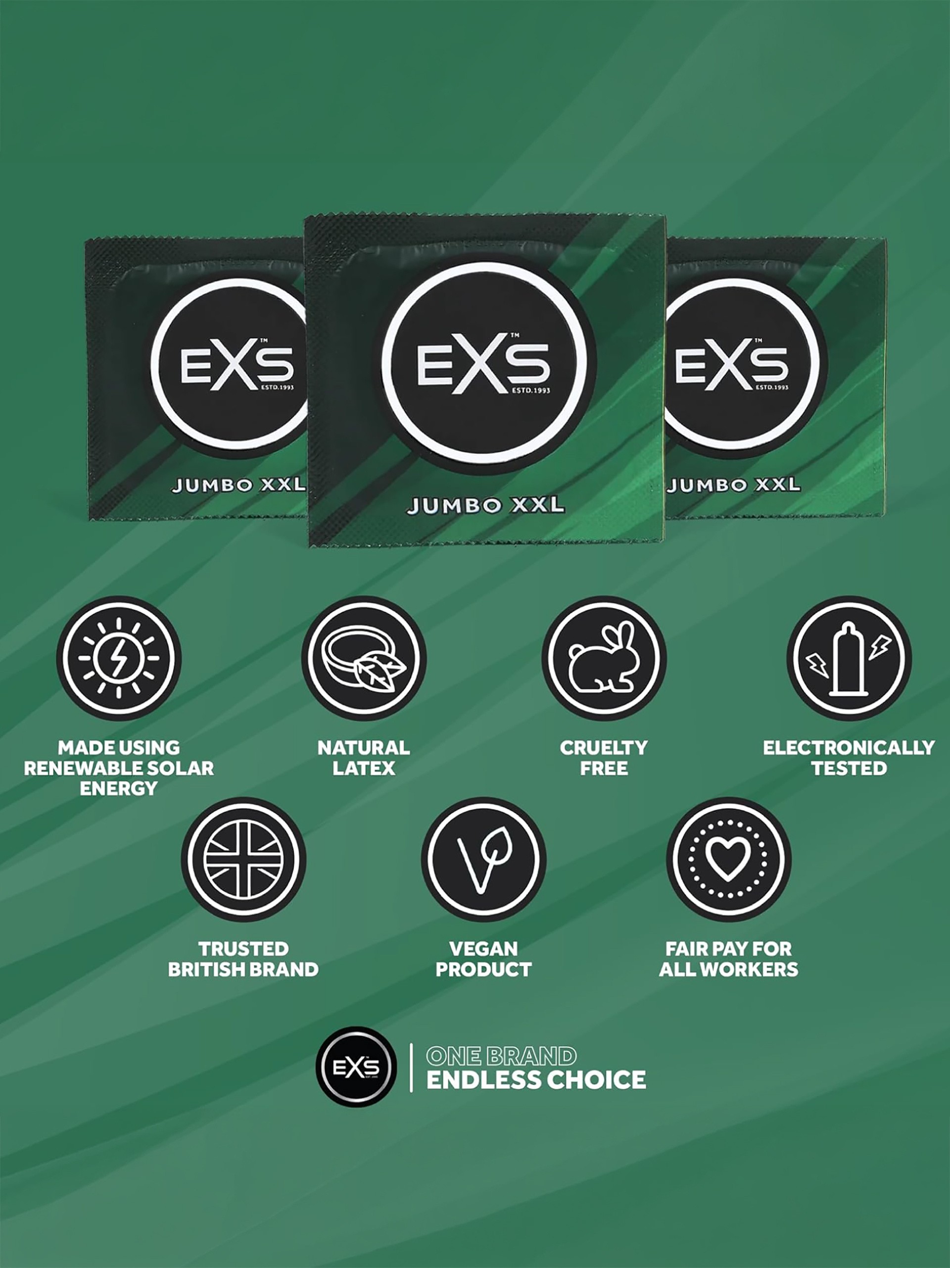 EXS Jumbo Extra Large Condoms Size 69mm (12 Pack), , hi-res