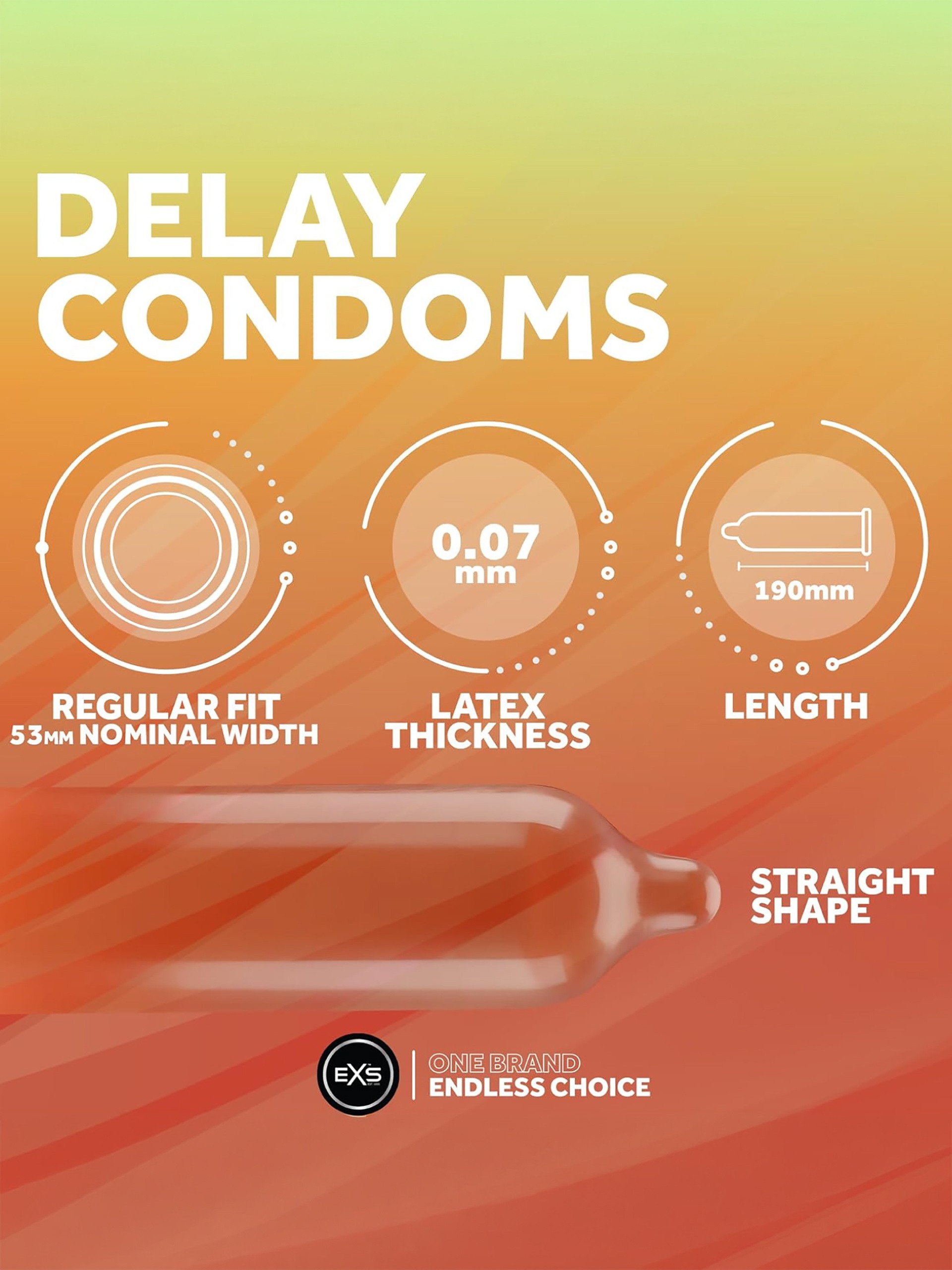 EXS Delay Endurance Condoms Size 53mm (48 Pack), , hi-res