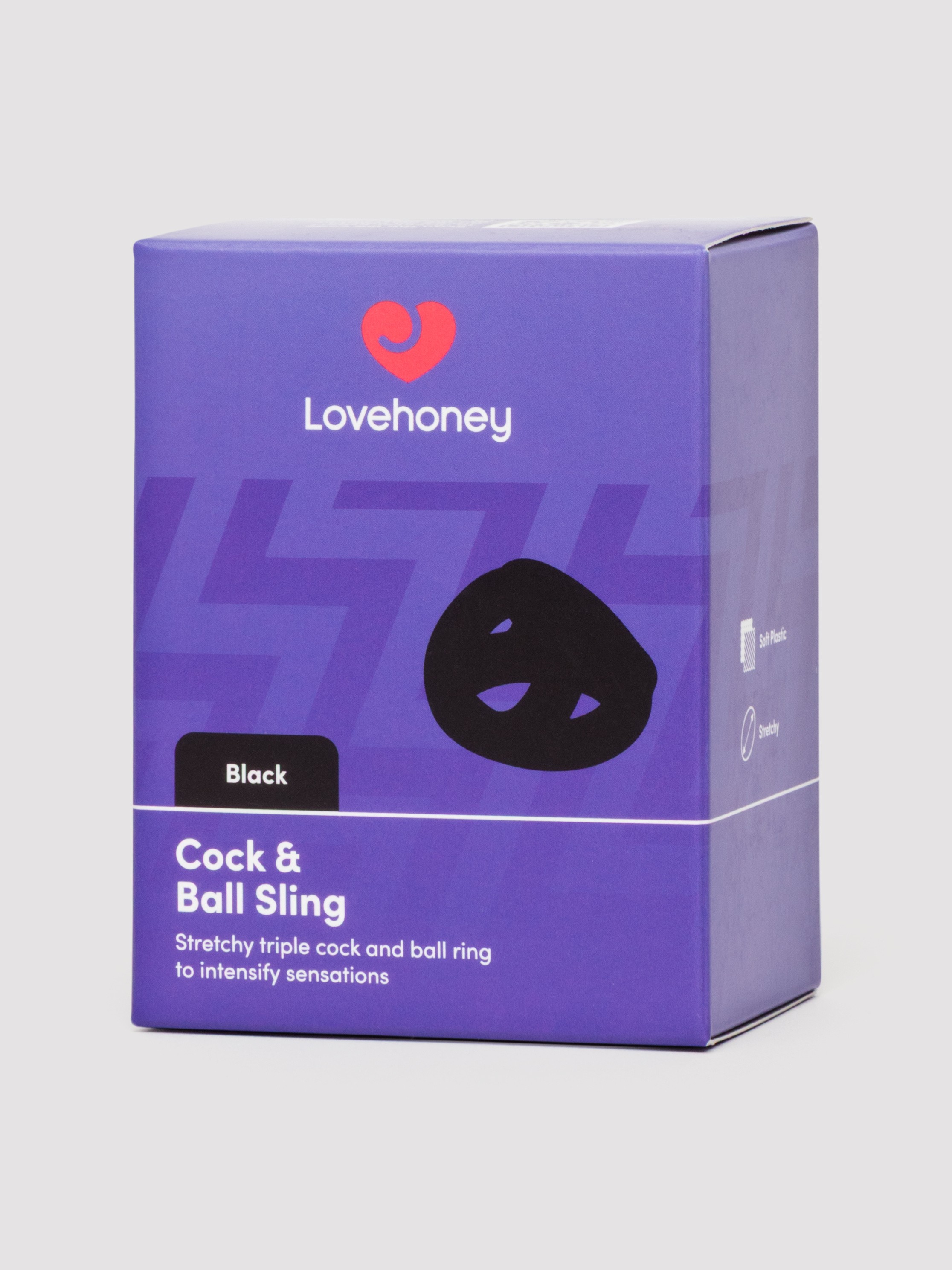 Lovehoney Cock Ring & Ball Sling, Black, hi-res