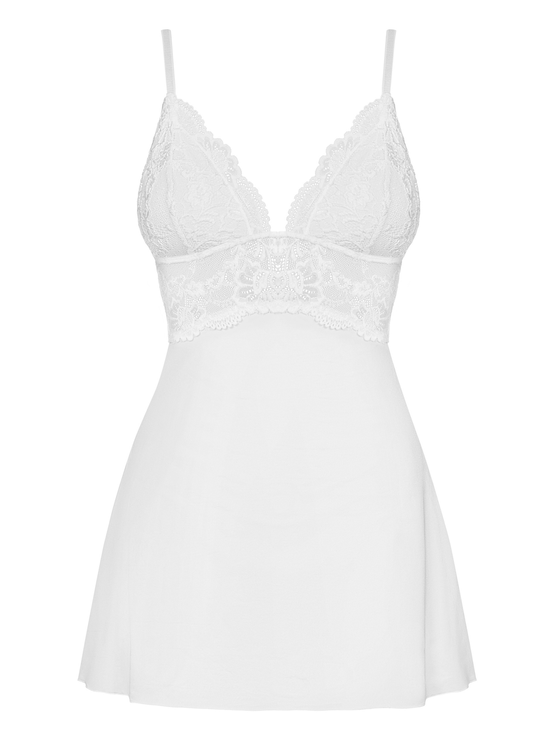Obsessive Lace Babydoll & Thong, White, hi-res