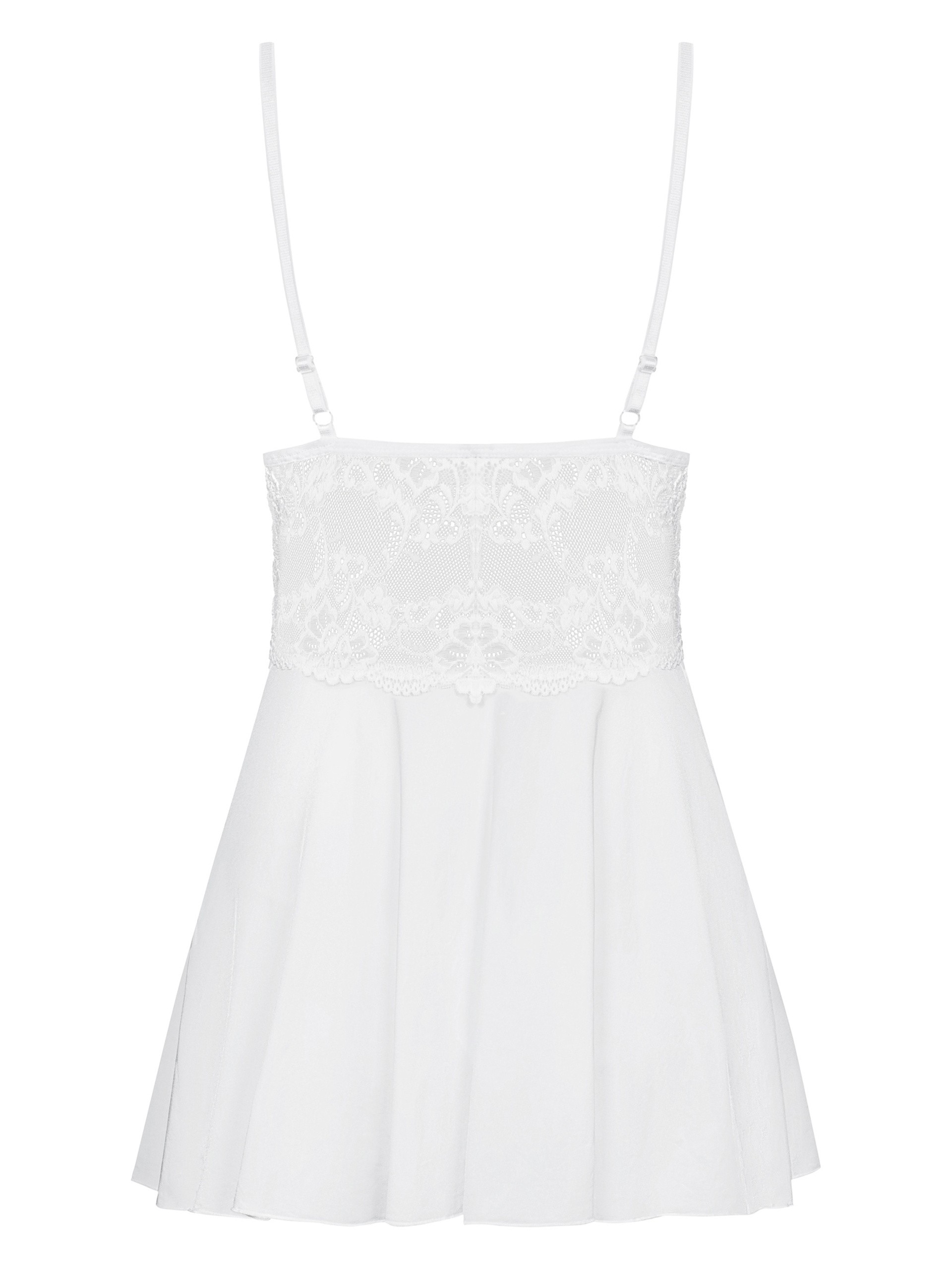Obsessive Lace Babydoll & Thong, White, hi-res