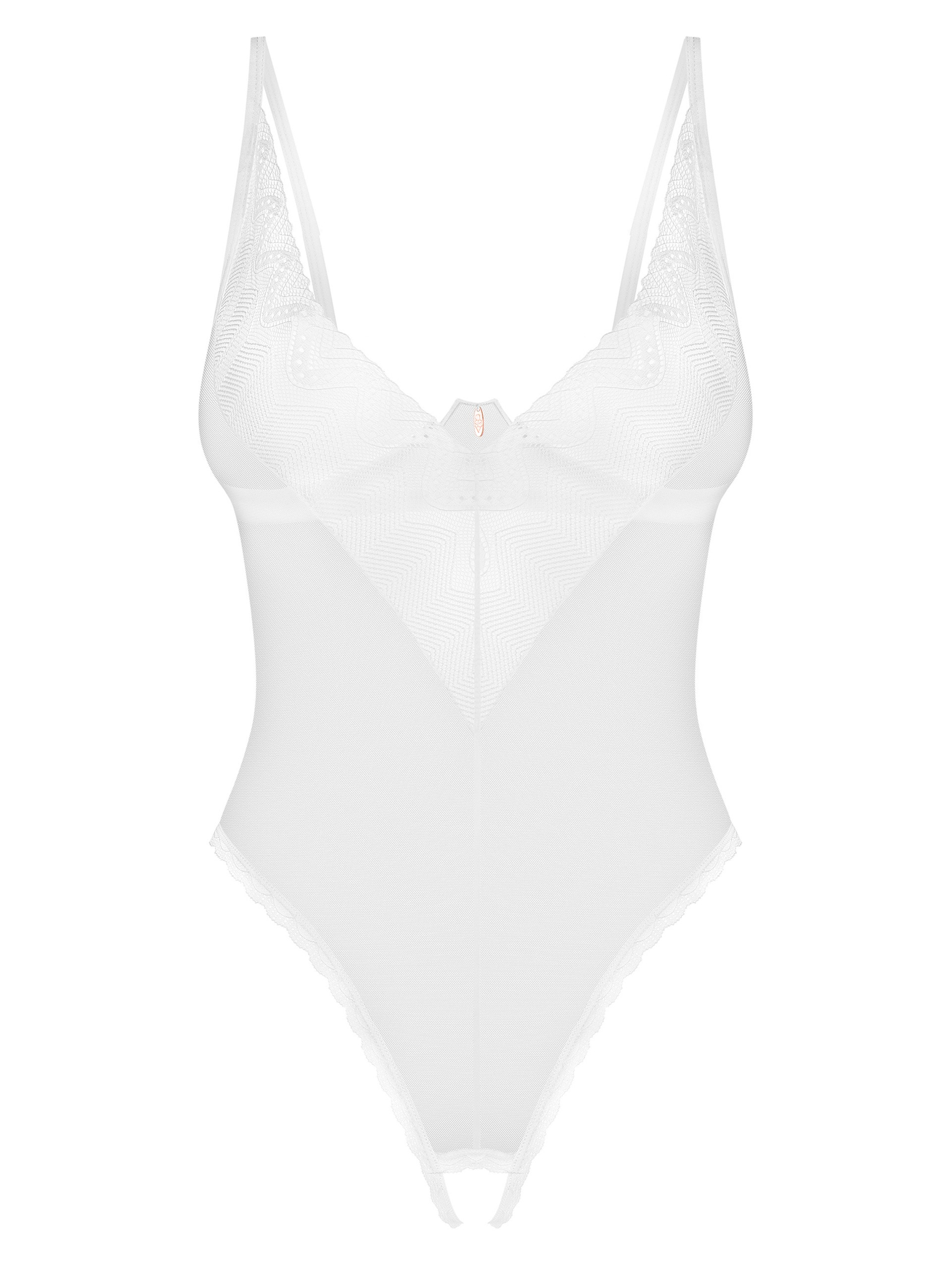 Obsessive Alissium Underwire Crotchless Body, White, hi-res