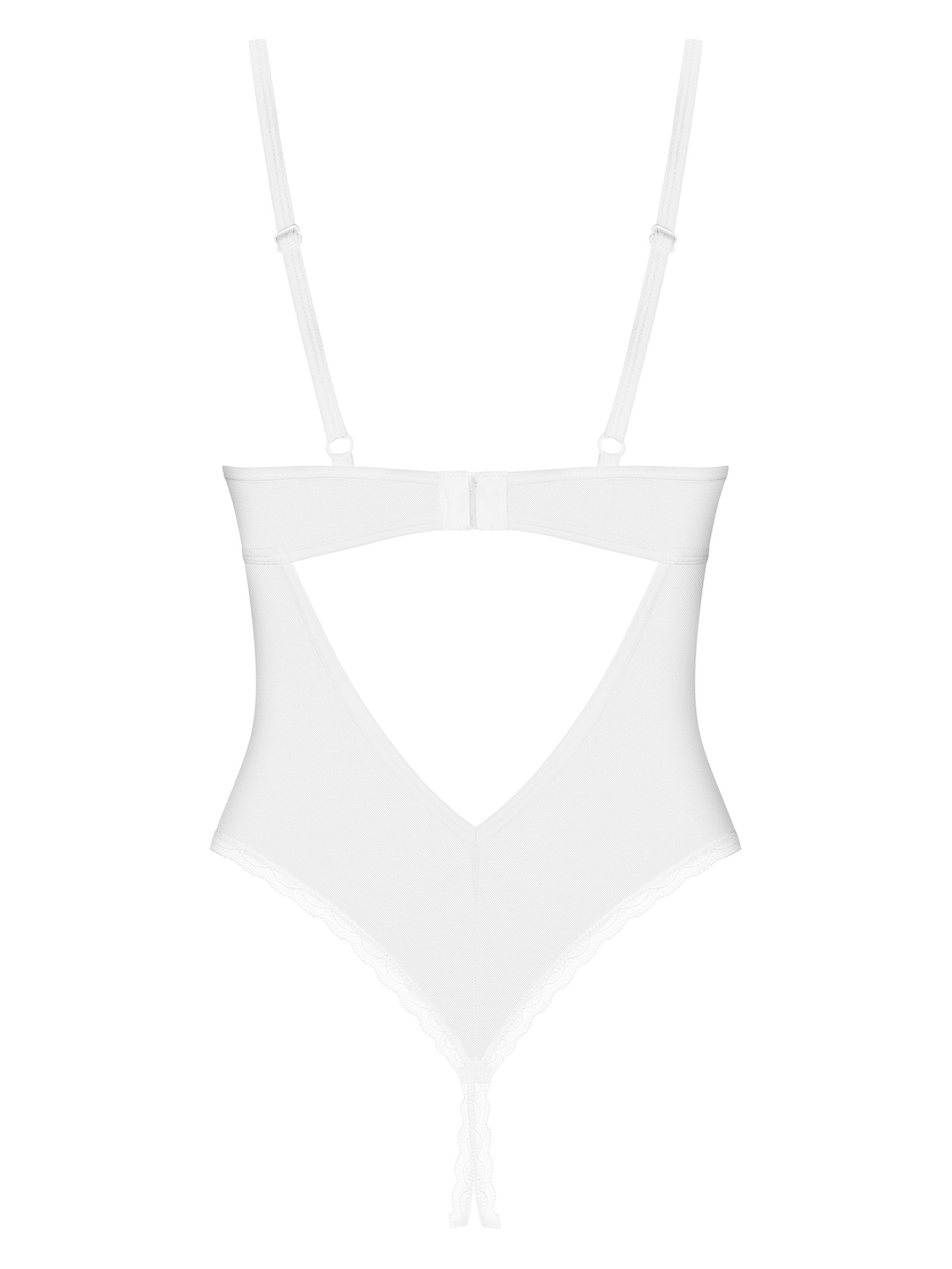 Obsessive Alissium Underwire Crotchless Body, White, hi-res