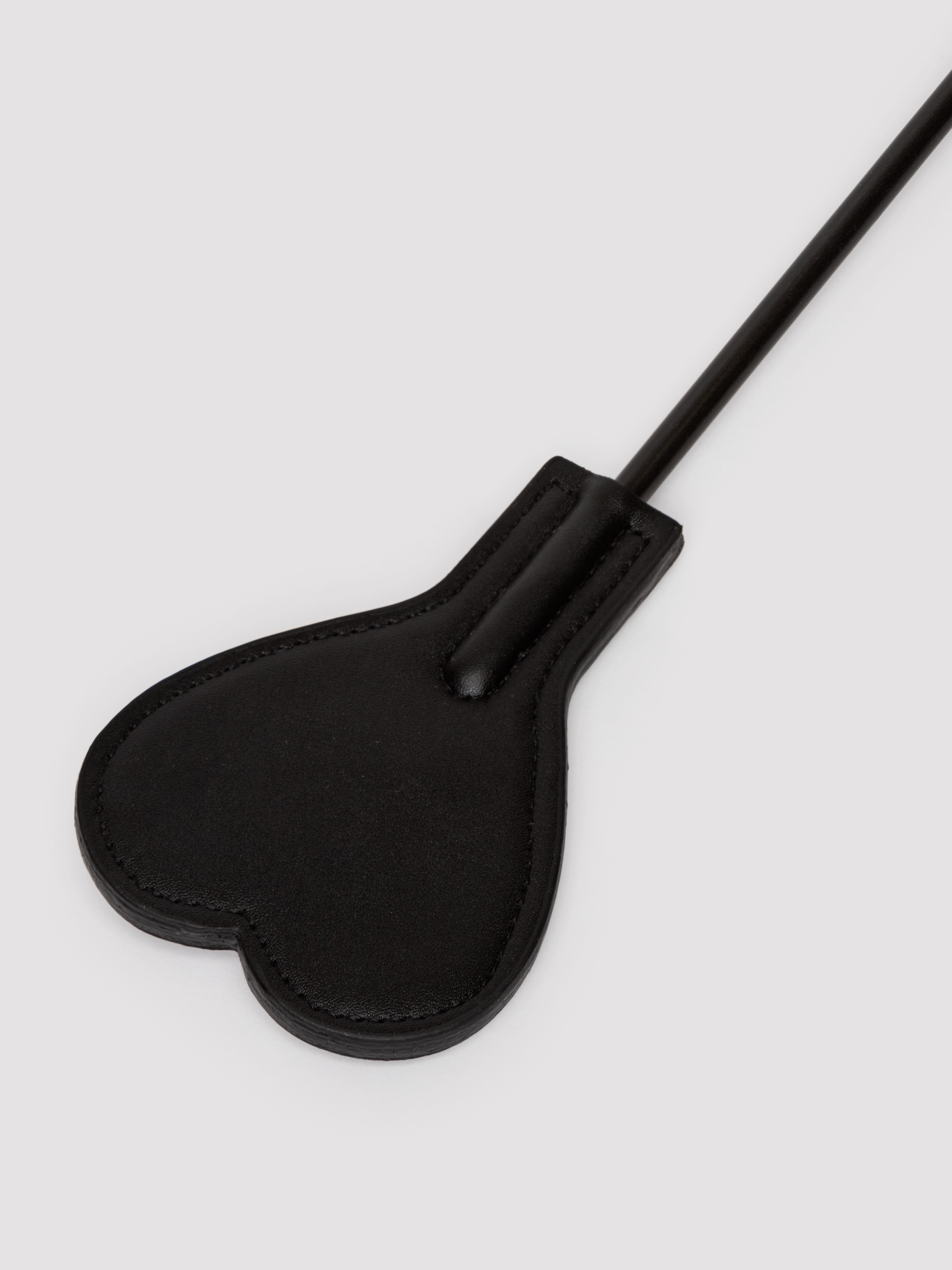 Ouch! Black Faux Leather Heart Riding Crop, Black, hi-res