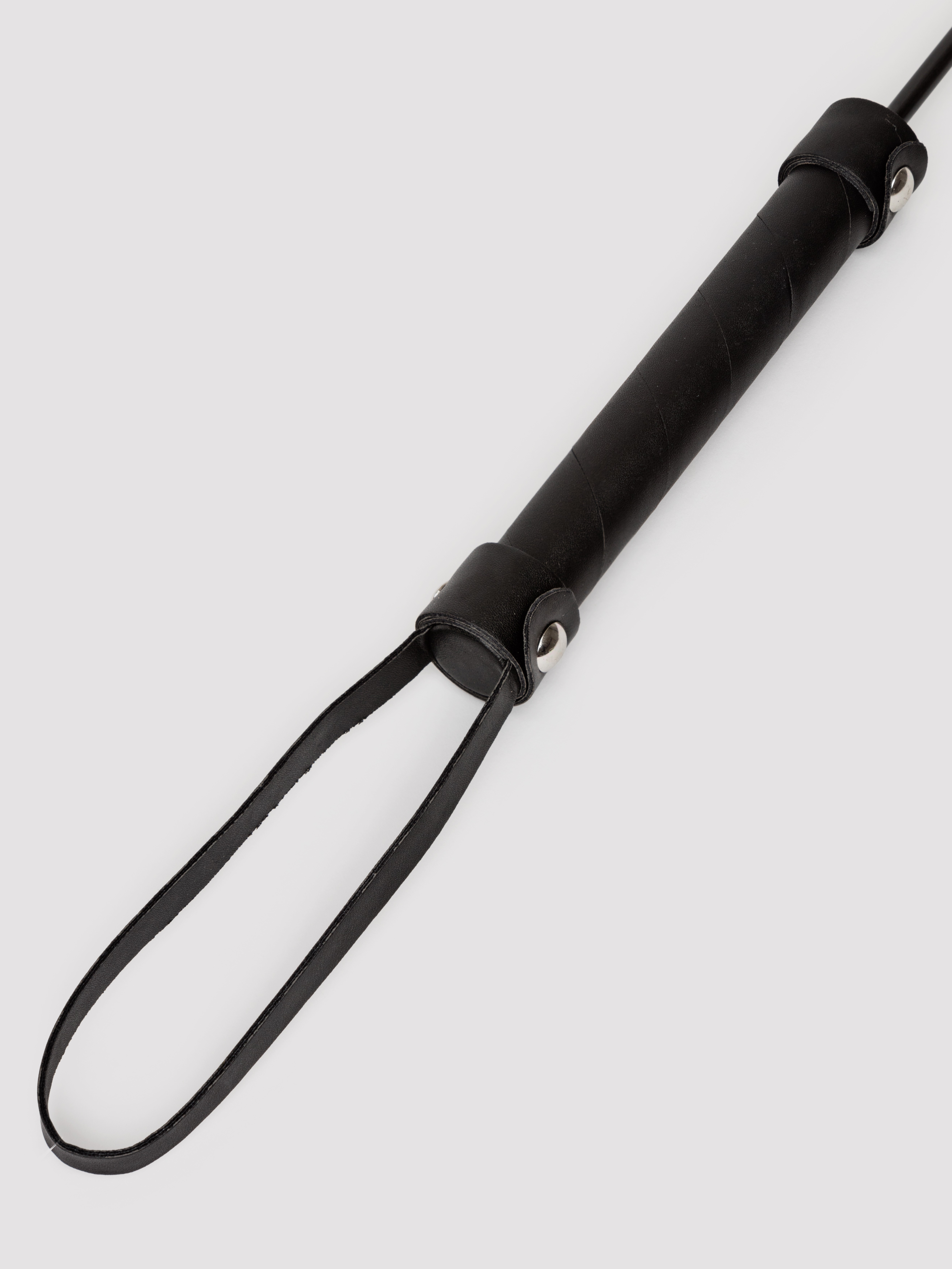 Ouch! Black Faux Leather Heart Riding Crop, Black, hi-res
