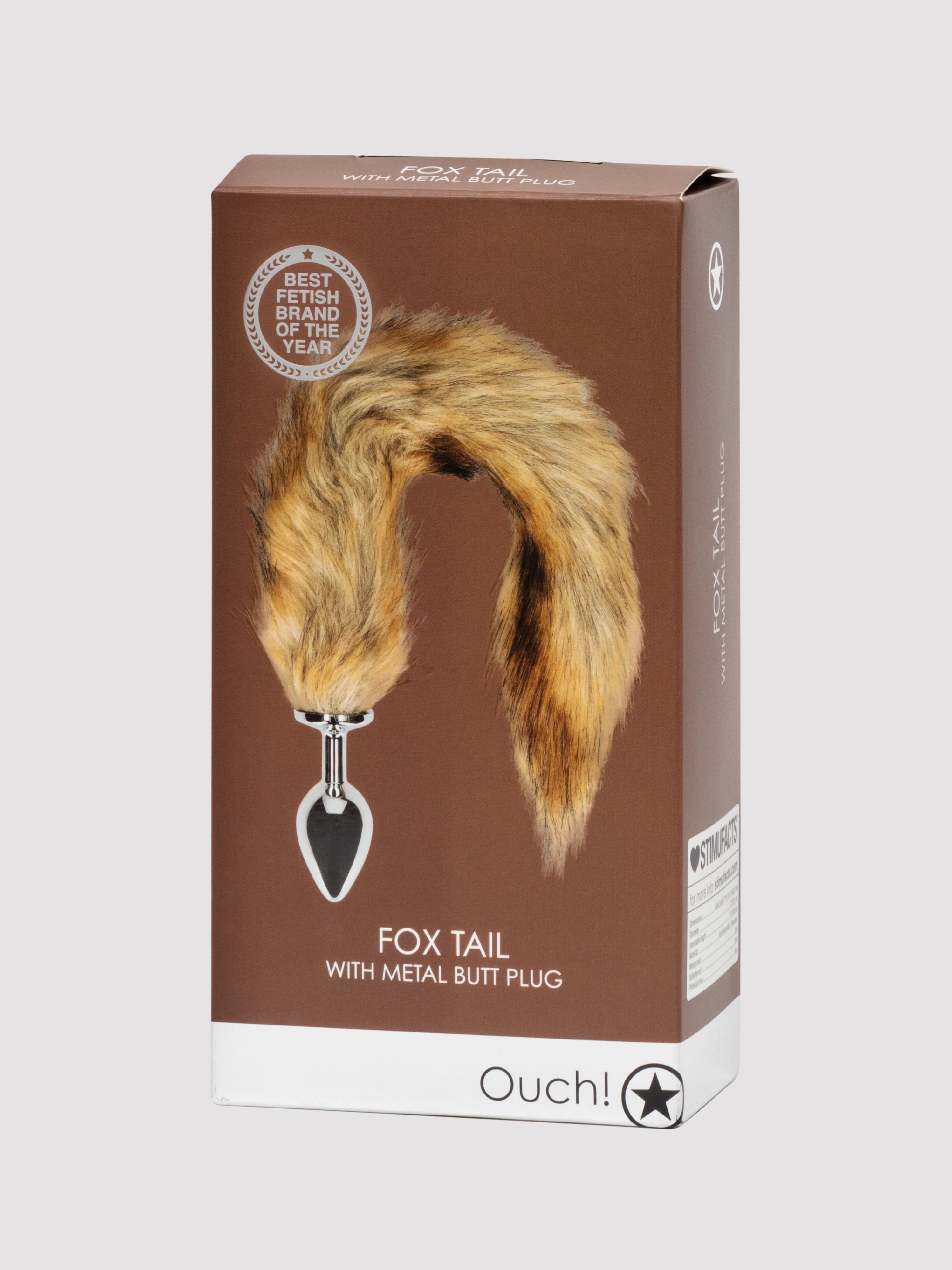 Ouch! Brown Fox Tail Metal Butt Plug, , hi-res