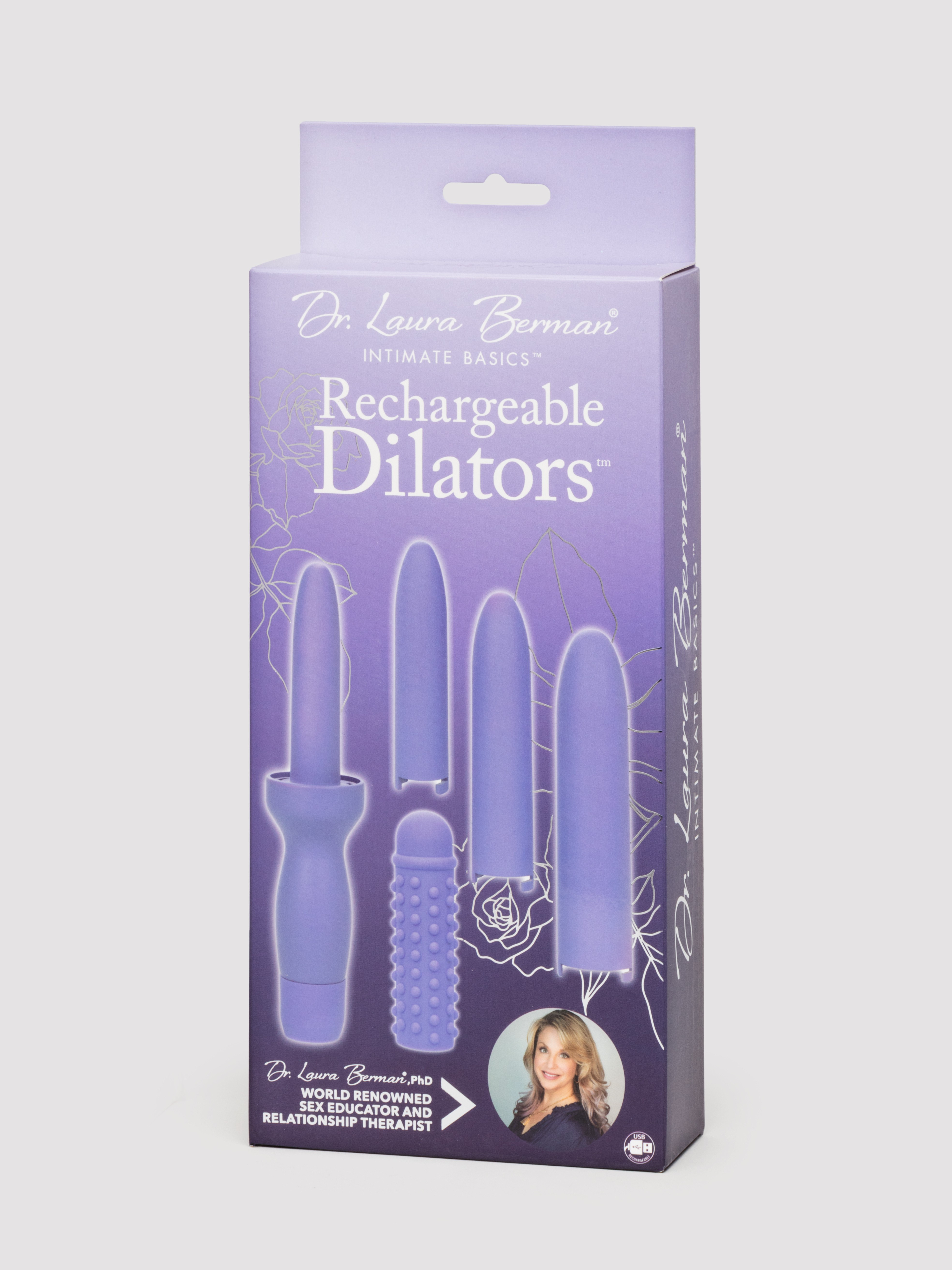  Dr. Laura Berman&reg; Rechargeable Dilators&trade; Set of 4 Locking Sizes, Plus Sleeve, Purple, hi-res