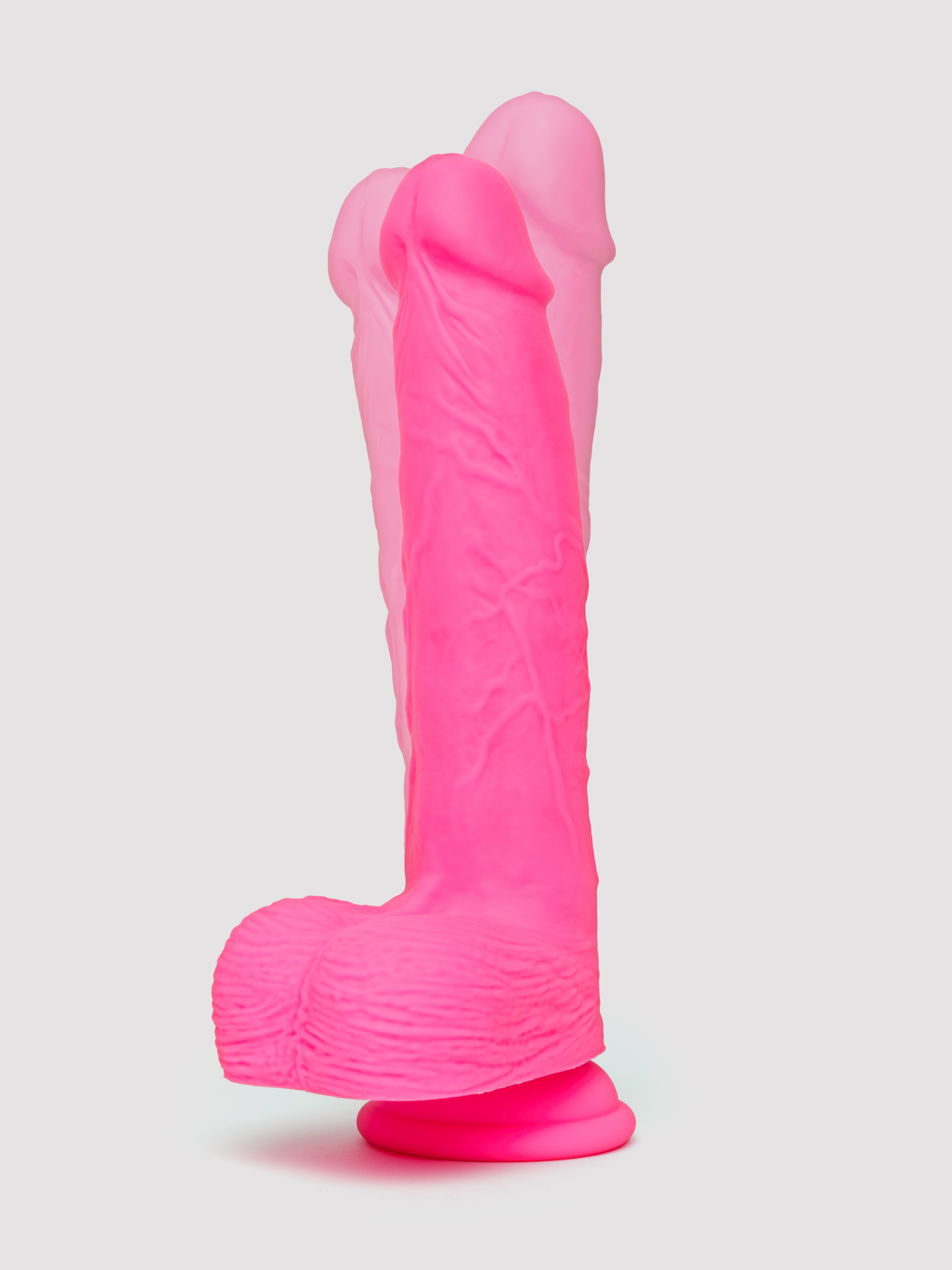 Rechargeable Rumbling & Thrusting Silicone Dildo Vibrator, Pink, hi-res